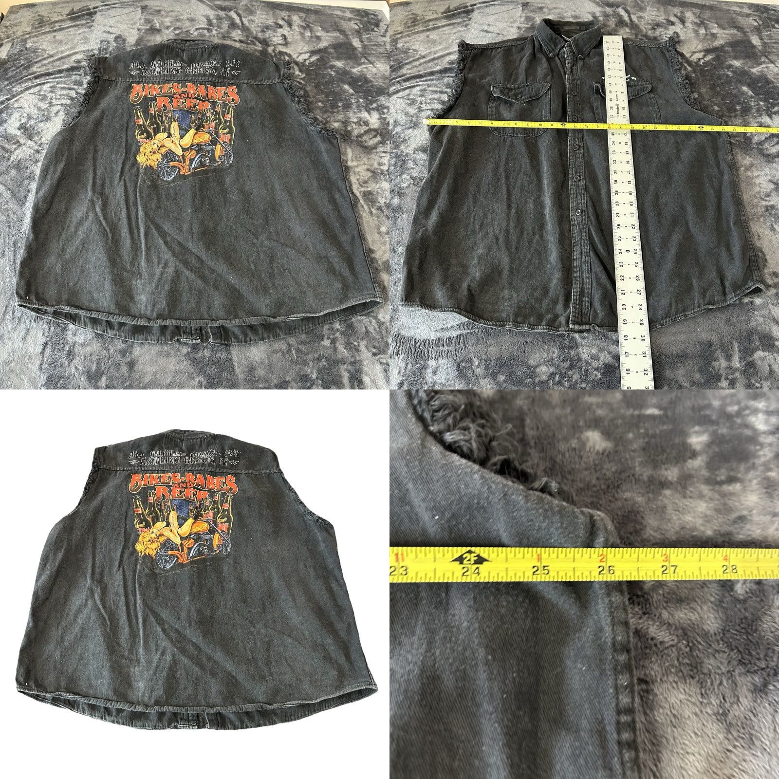 Harley Davidson VINTAGE Harley Davidson Unik Denim Button Up Vest Men 3XL Black Bowling Green Kentucky Size US XXL / EU 58 / 5 - 11 Thumbnail