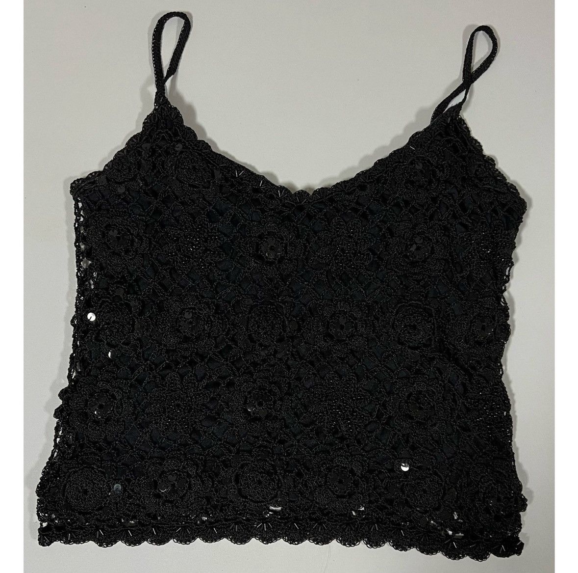Nicole Miller Nicole Miller Black Crochet Beaded Top Shirt Blouse Size S 🖤 Size S / US 4 / IT 40 - 4 Thumbnail