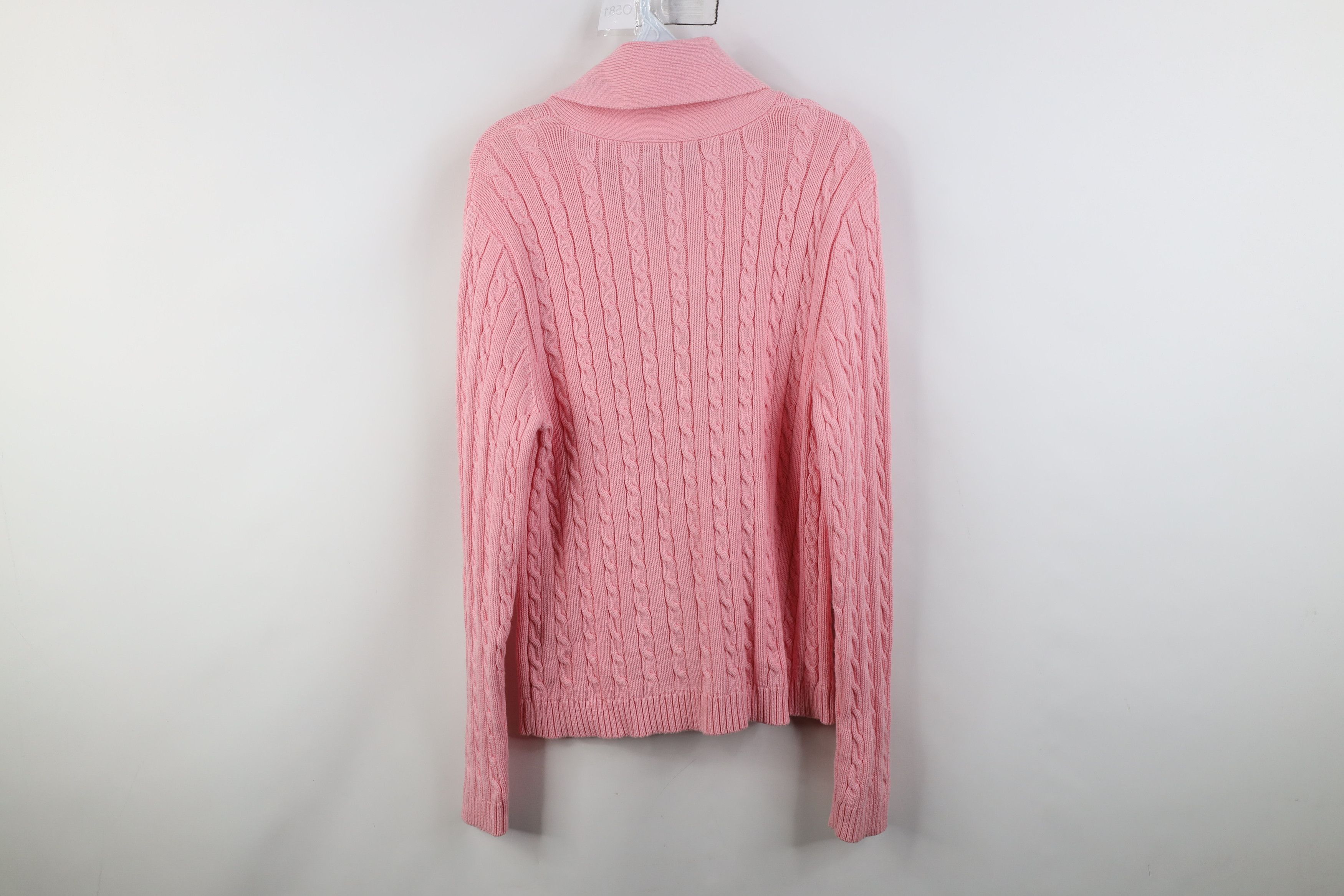 Polo Ralph Lauren Vintage 90s Ralph Lauren Cotton Cable Knit Shawl Sweater Size L / US 10 / IT 46 - 10 Thumbnail