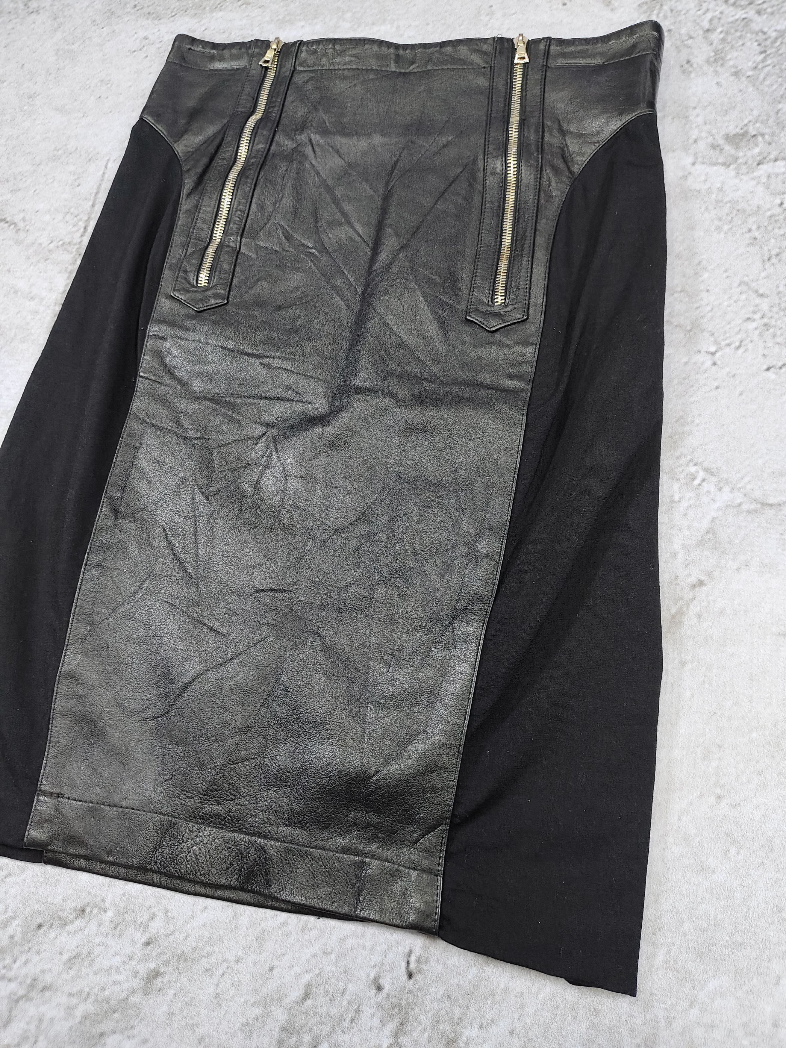 Seditionaries 90s Joslyn Clarke🇮🇹 Archive Hybrid Leather Wool Panel Skir Size 30" / US 8 / IT 44 - 2 Thumbnail