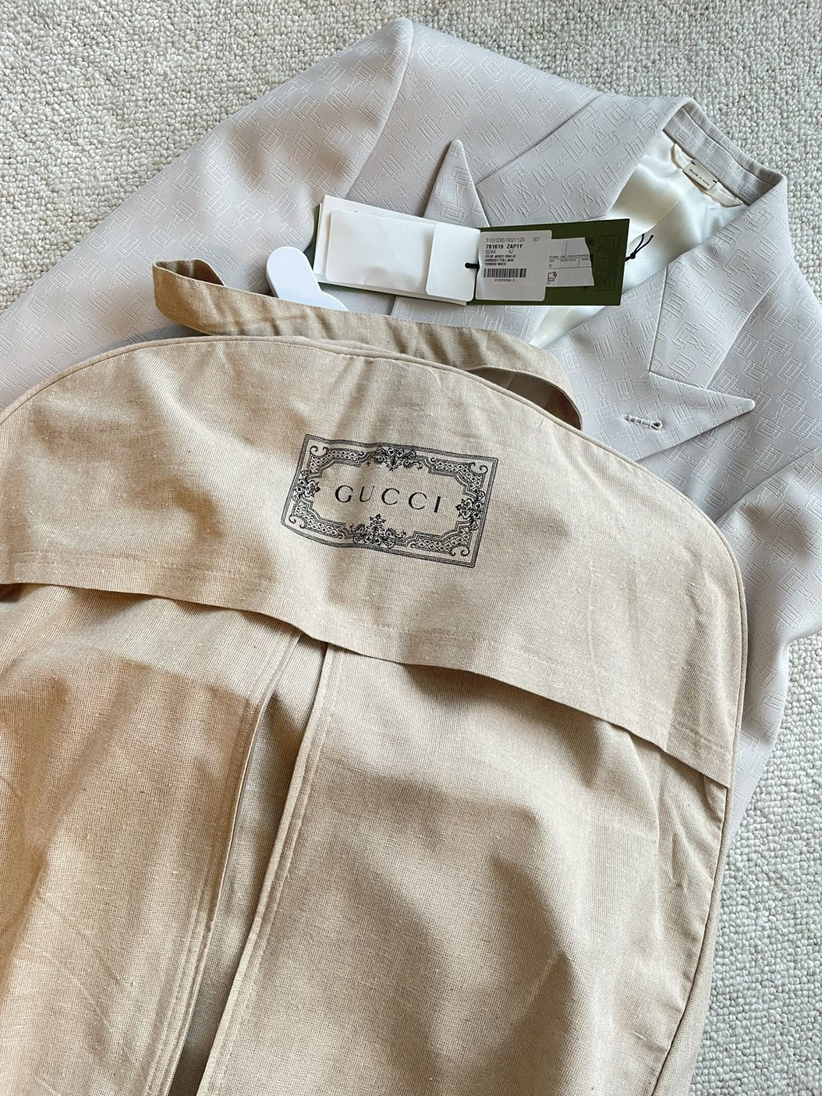 Gucci Authentic Gucci Men's Ivory Double-Breasted Blazer Suit Size US XS / EU 42 / 0 - 8 Thumbnail