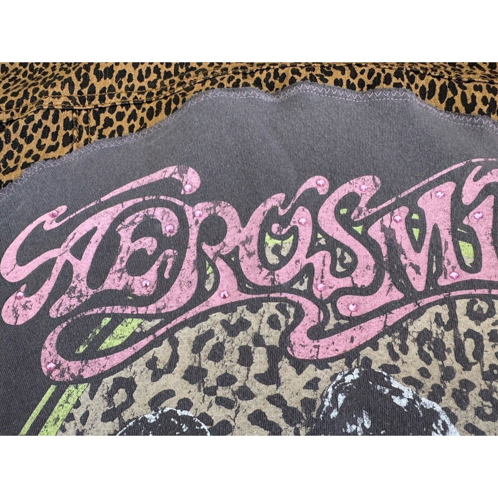 Other AEROSMITH Leopard Rhinestone Upcycled Retro Vintage Jacket Size XL / US 12-14 / IT 48-50 - 12 Thumbnail