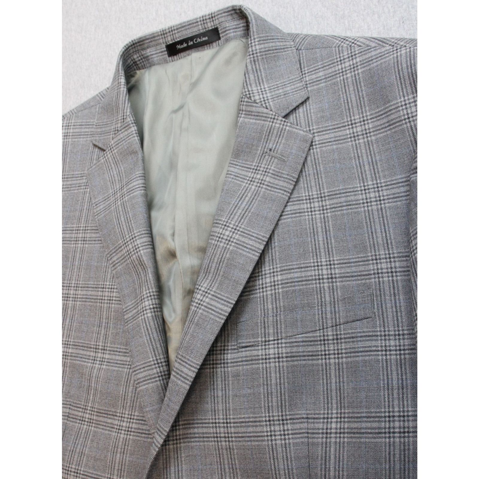 Calvin Klein Calvin Klein Blazer Mens 44R Plaid 2 Button Notch Lapel Wool Size 44R - 2 Thumbnail