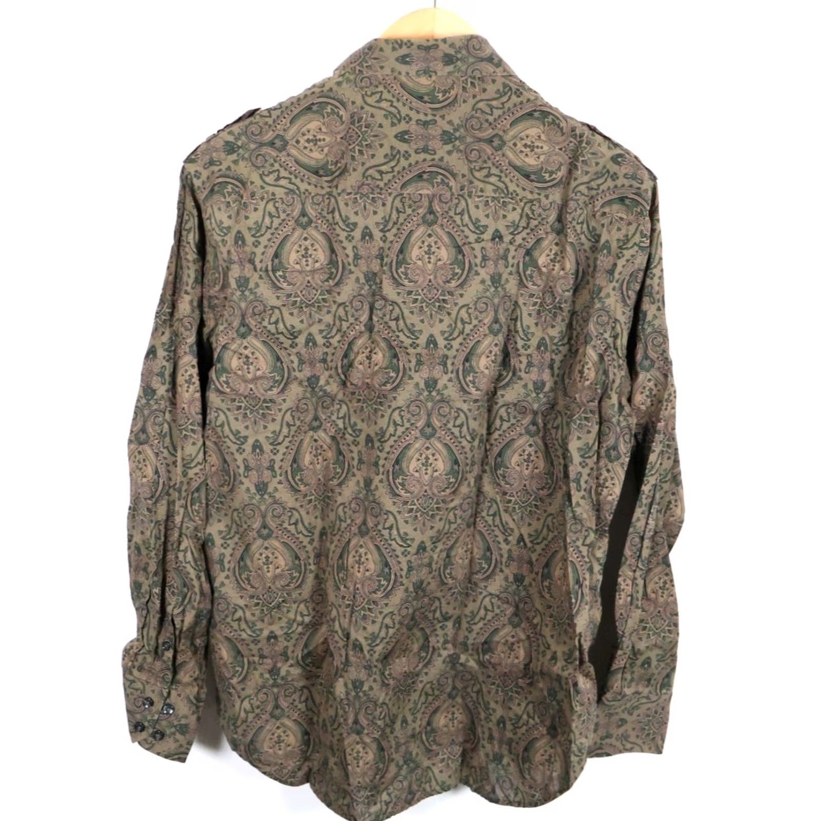 Perry Ellis Perry Ellis Paisley Shirt Mens Large XL Tag Green Long Sleeve Hippie Epaulets Button-Up Size US L / EU 52-54 / 3 - 2 Thumbnail