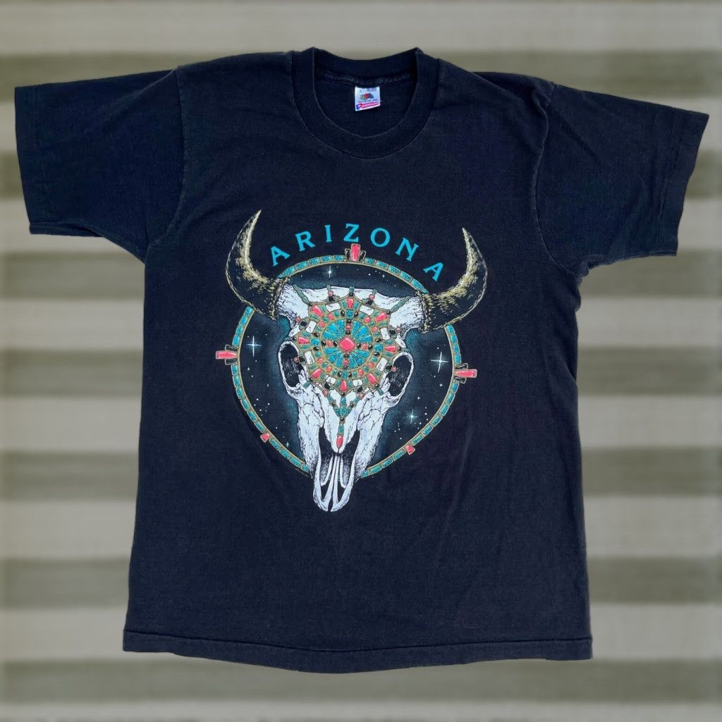 Fruit Of The Loom VINTAGE Men's 90s Arizona T-Shirt Fruit of the Loom USA Black Cotton Short Sleeve Crew Neck Size L Mens Size US L / EU 52-54 / 3 - 1 Thumbnail