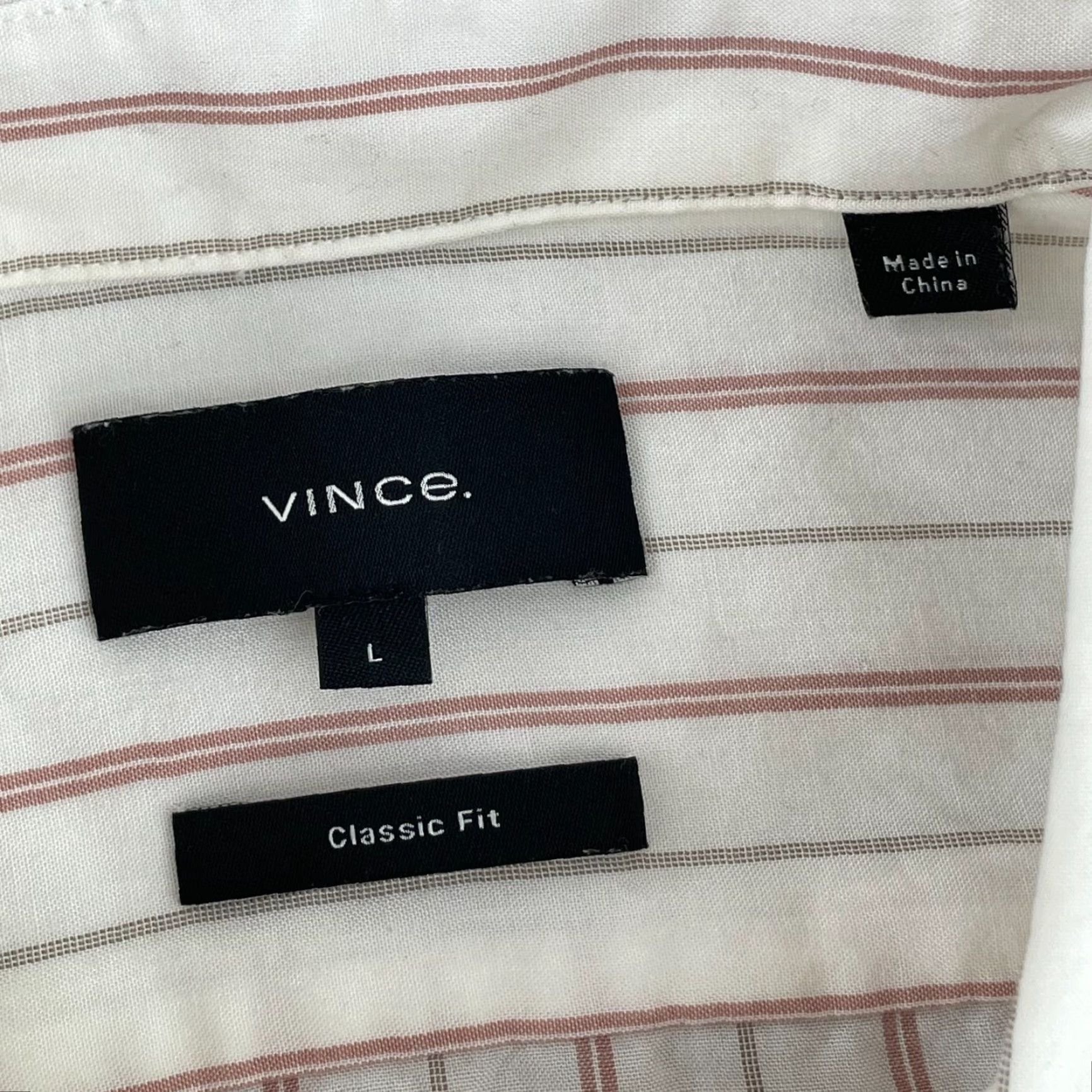 Vince Vince Shirt Men Large White Striped Lyocell Classic Fit Short Sleeve Casual Size US L / EU 52-54 / 3 - 2 Thumbnail