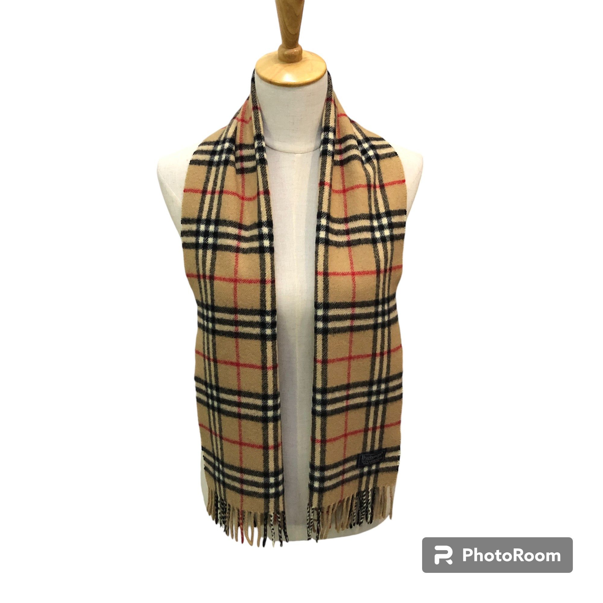 Burberry Burberrys Nova Check Tan Wool Scarf Muffler V2826 Size ONE SIZE - 1 Thumbnail