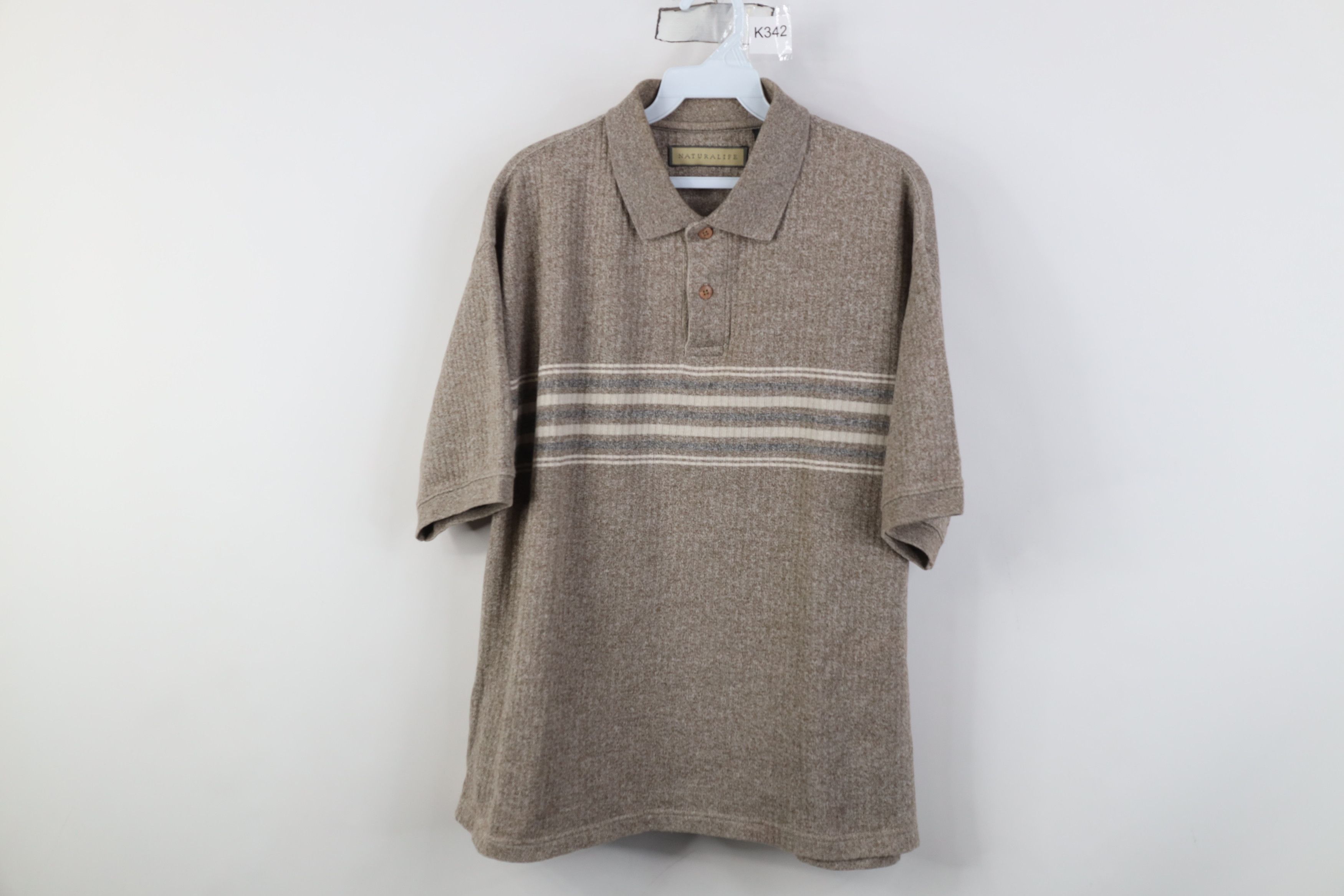 Vintage Vintage 90s Streetwear Block Ribbed Knit Polo Earth Tone Size US L / EU 52-54 / 3 - 1 Thumbnail
