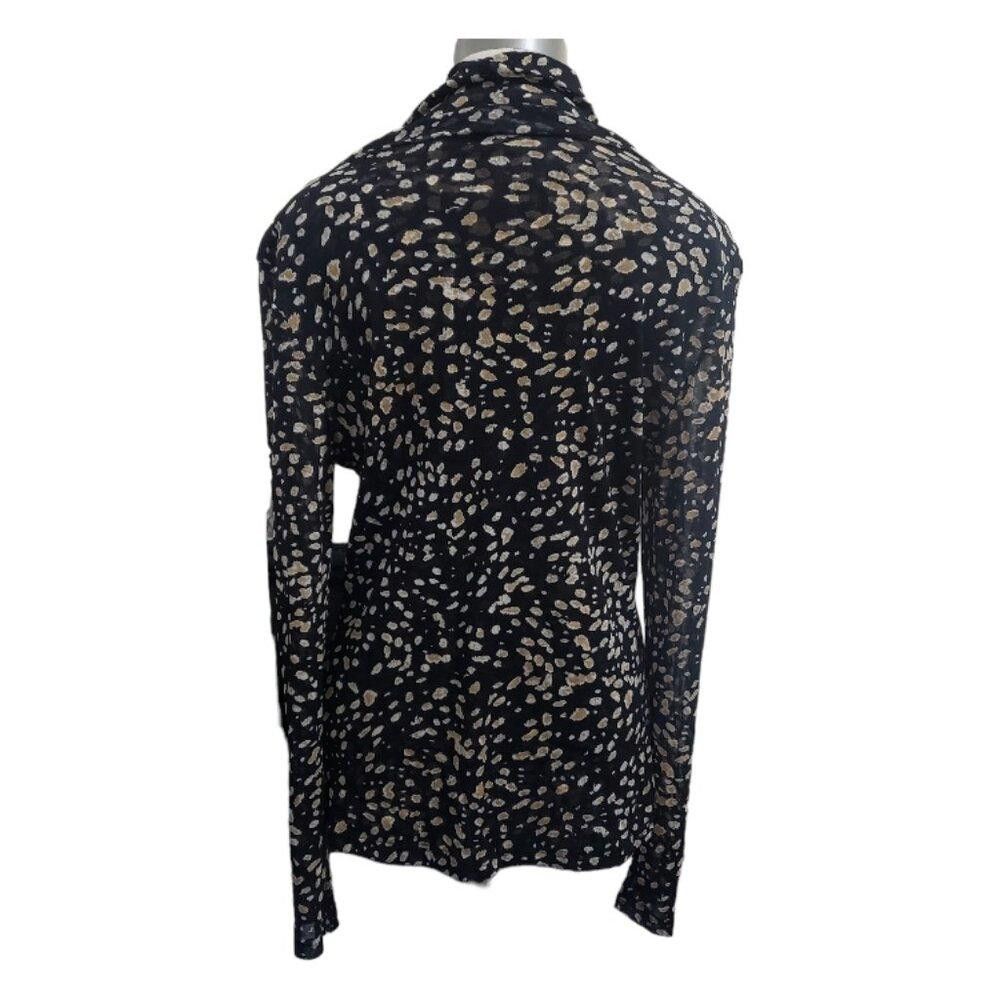 Designer CT1685 Paris Hues Mock Neck Black & Tan Top XL Size XL / US 12-14 / IT 48-50 - 4 Thumbnail