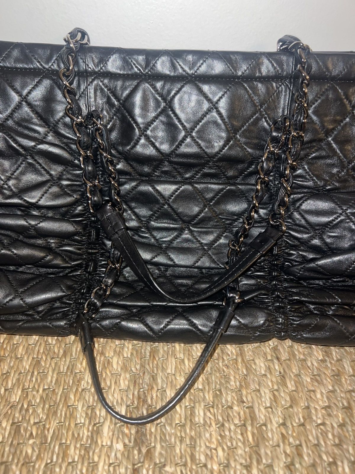 Chanel Black Quilted Lambskin Sharpei Medium East West Tote