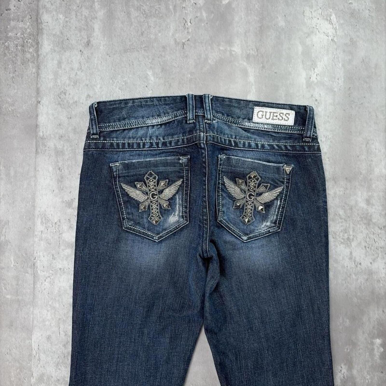 Guess Y2K Guess Jeans Grunge Cross Gothic Bootcut Denim Jeans Size 30" / US 8 / IT 44 - 3 Thumbnail