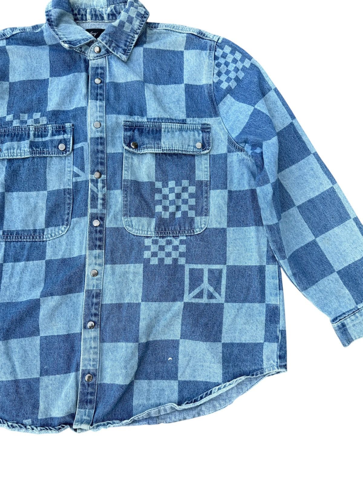 Japanese Brand × Kapital JAPAN BRAND JUNY DENIM PLAID SNAP BUTTON JACKET OVERSIZED Size US M / EU 48-50 / 2 - 4 Thumbnail