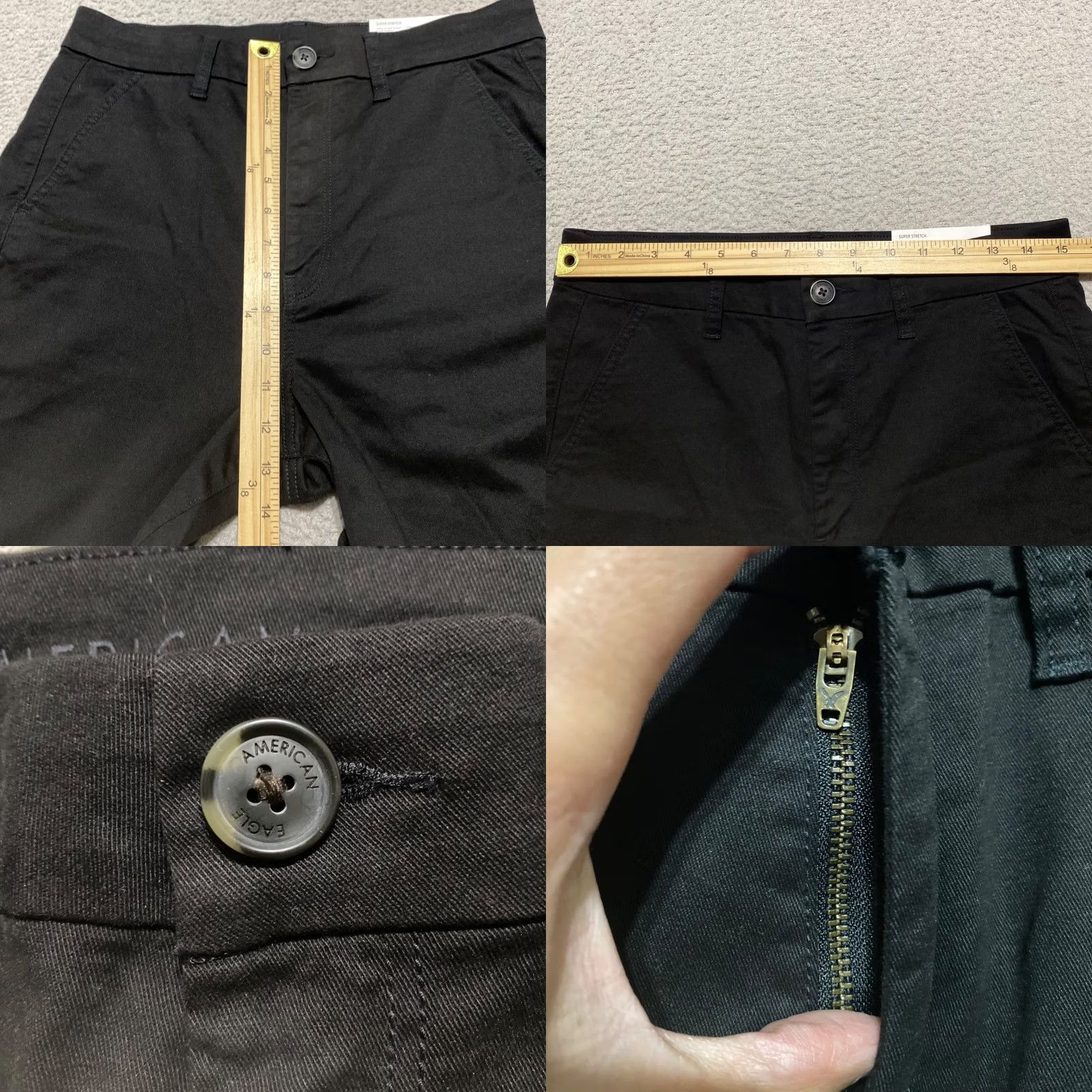 American Eagle Outfitters NWT American Eagle Womens 12P Pants Black Skinny Petites High Rise Stretch Button Zip Size 34" / US 12 / IT 48 - 8 Thumbnail