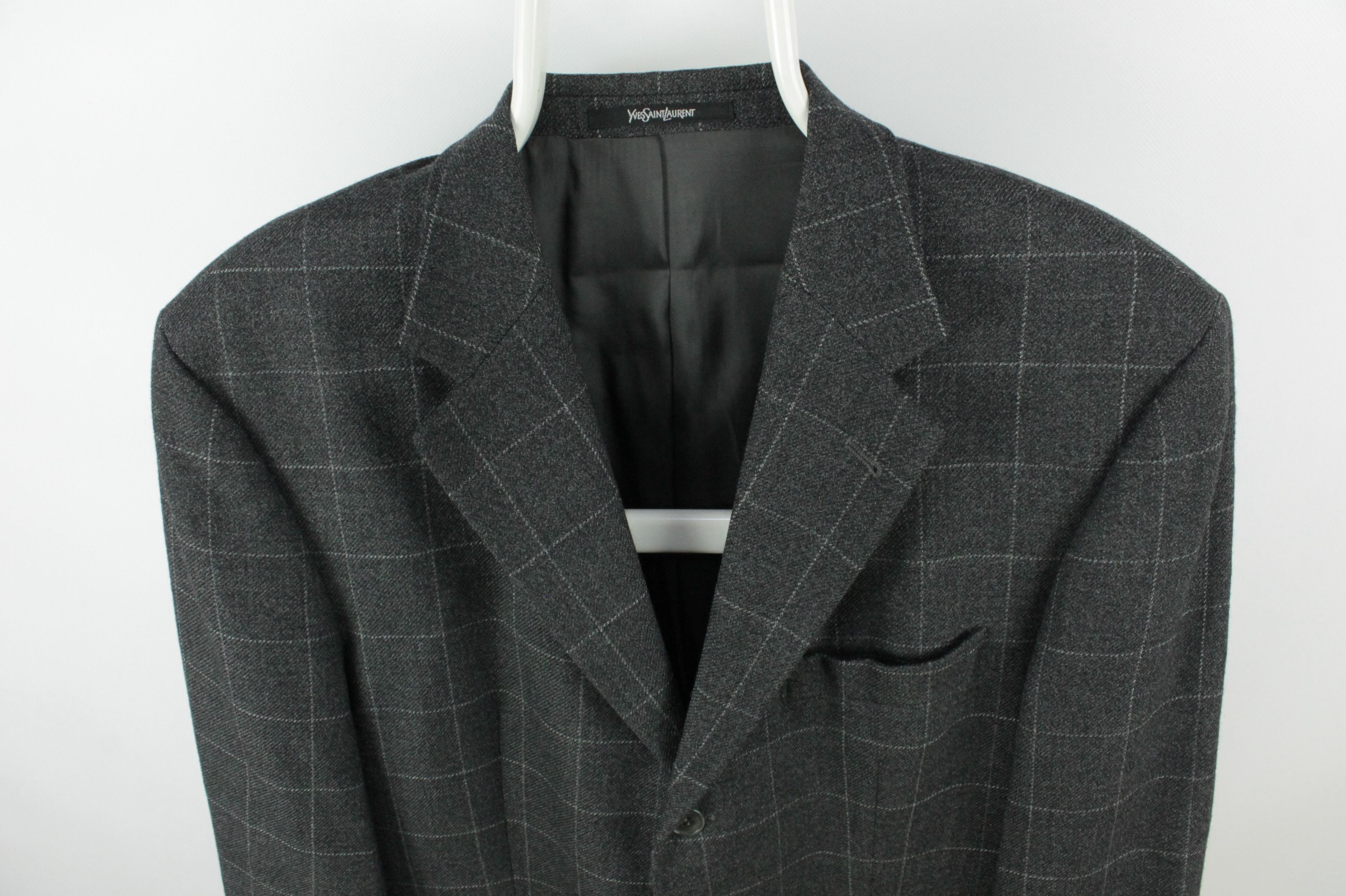 Yves Saint Laurent VTG Yves Saint Laurent Checked Flannel Wool Blazer Jacket Size US L / EU 52-54 / 3 - 2 Thumbnail