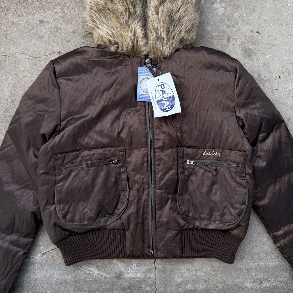 If Six Was Nine Vintage Pajar Faux Fur Hood Metal Nylon Down Bomber jacket Size L / US 10 / IT 46 - 3 Thumbnail