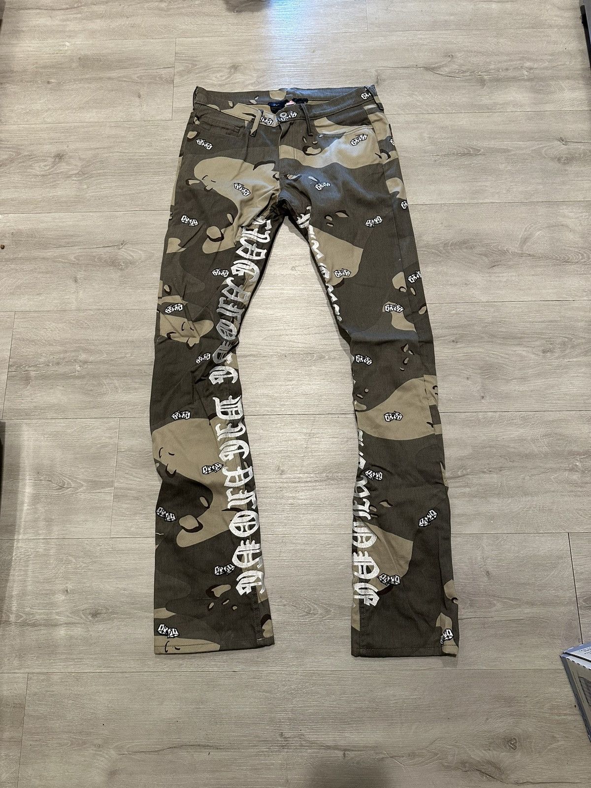 image of Vlone Camo Old English Denim Pants/jeans, Men's (Size 32)