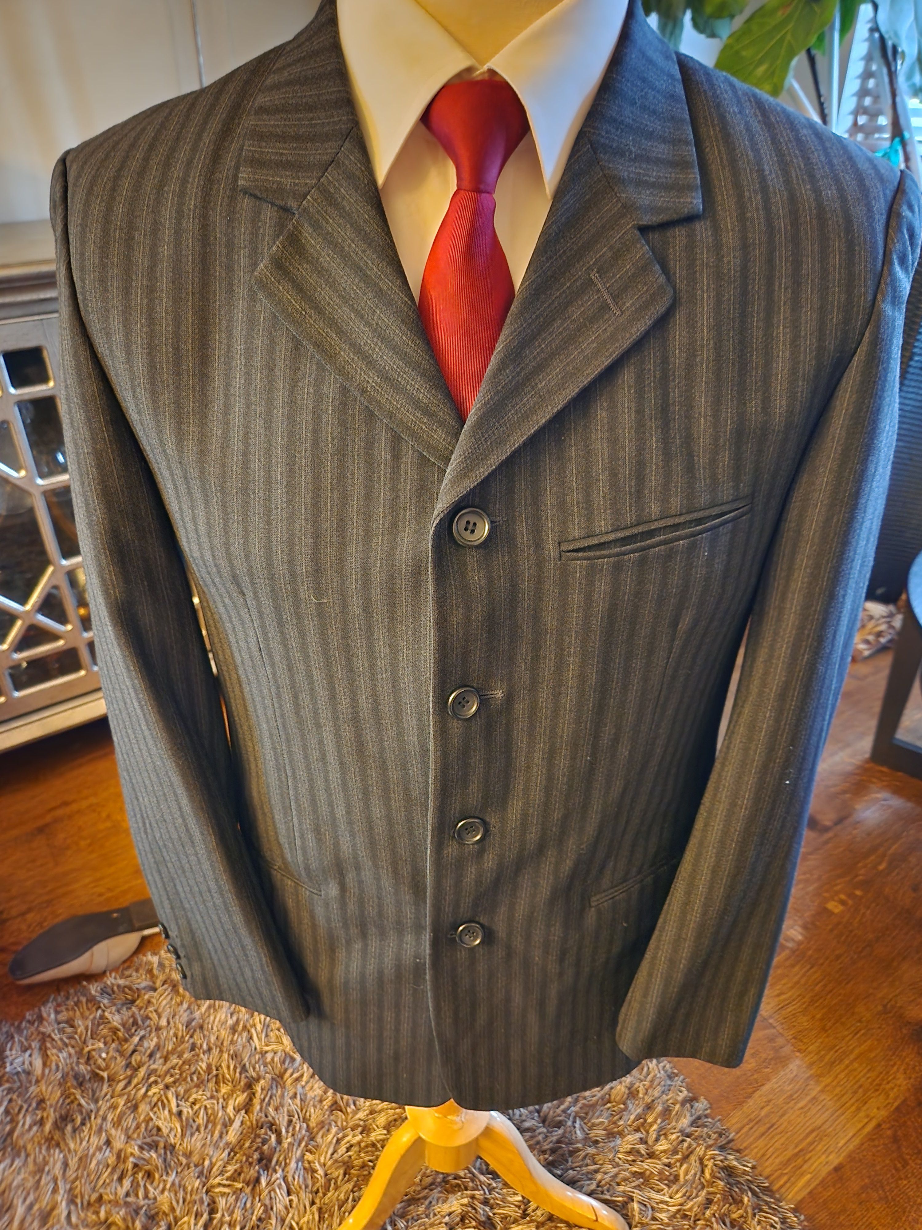 Springfield Vintage 90's Wool Blend Striped Blazer Size 40L - 1 Thumbnail