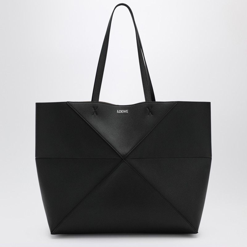 Loewe Large Puzzle Fold Tote Bag In Black Grenade Leather