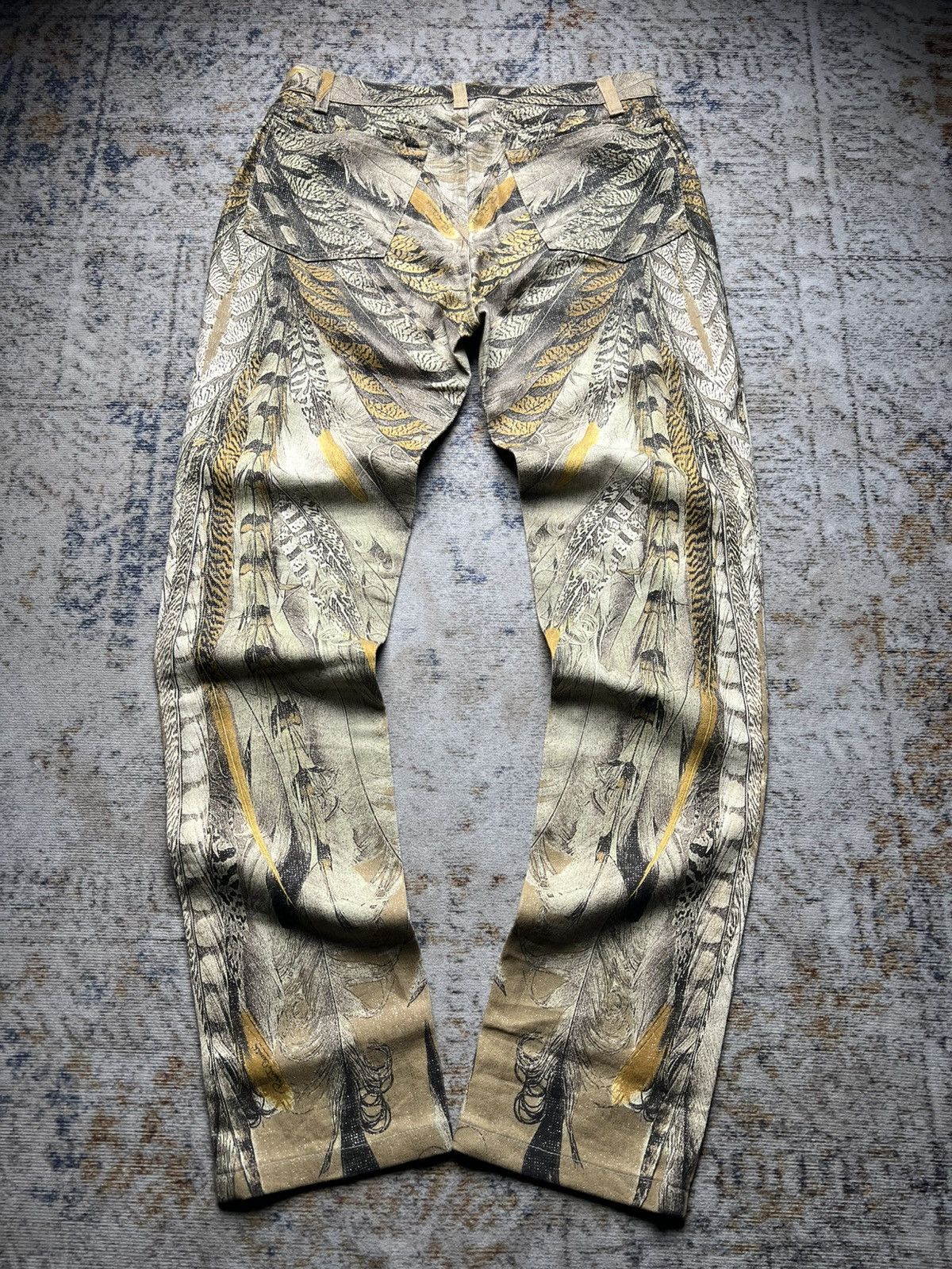Roberto Cavalli 2000s Roberto Cavalli Feather Print Glitter Pants Size US 30 / EU 46 - 2 Thumbnail