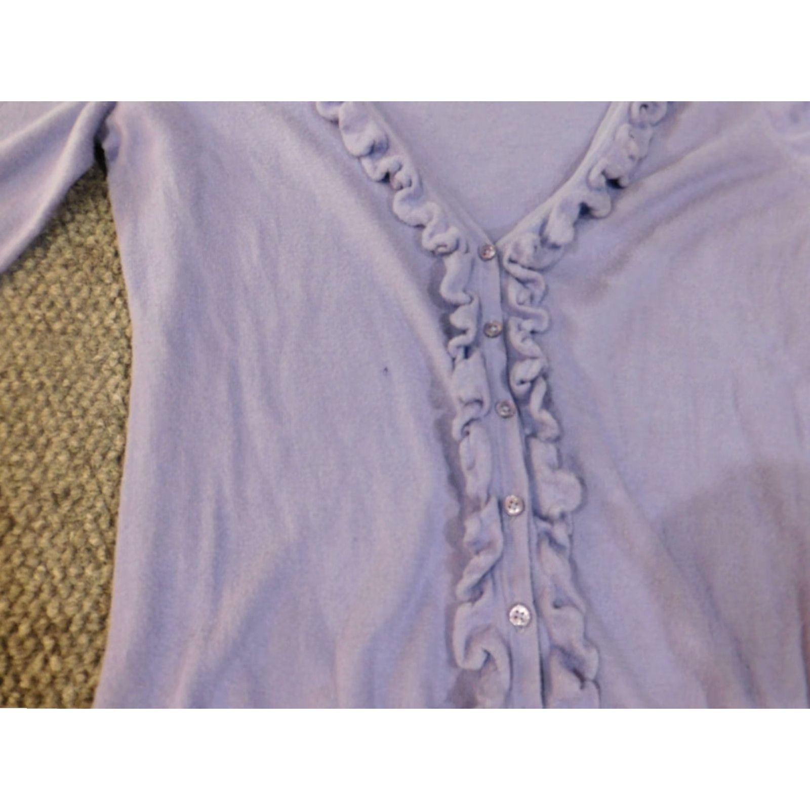Ann Taylor Ann Taylor Sweater Cardigan XS Womens Purple Rib Knit Button Stretch Crew Neck Solid Knit Size XS / US 0-2 / IT 36-38 - 5 Thumbnail