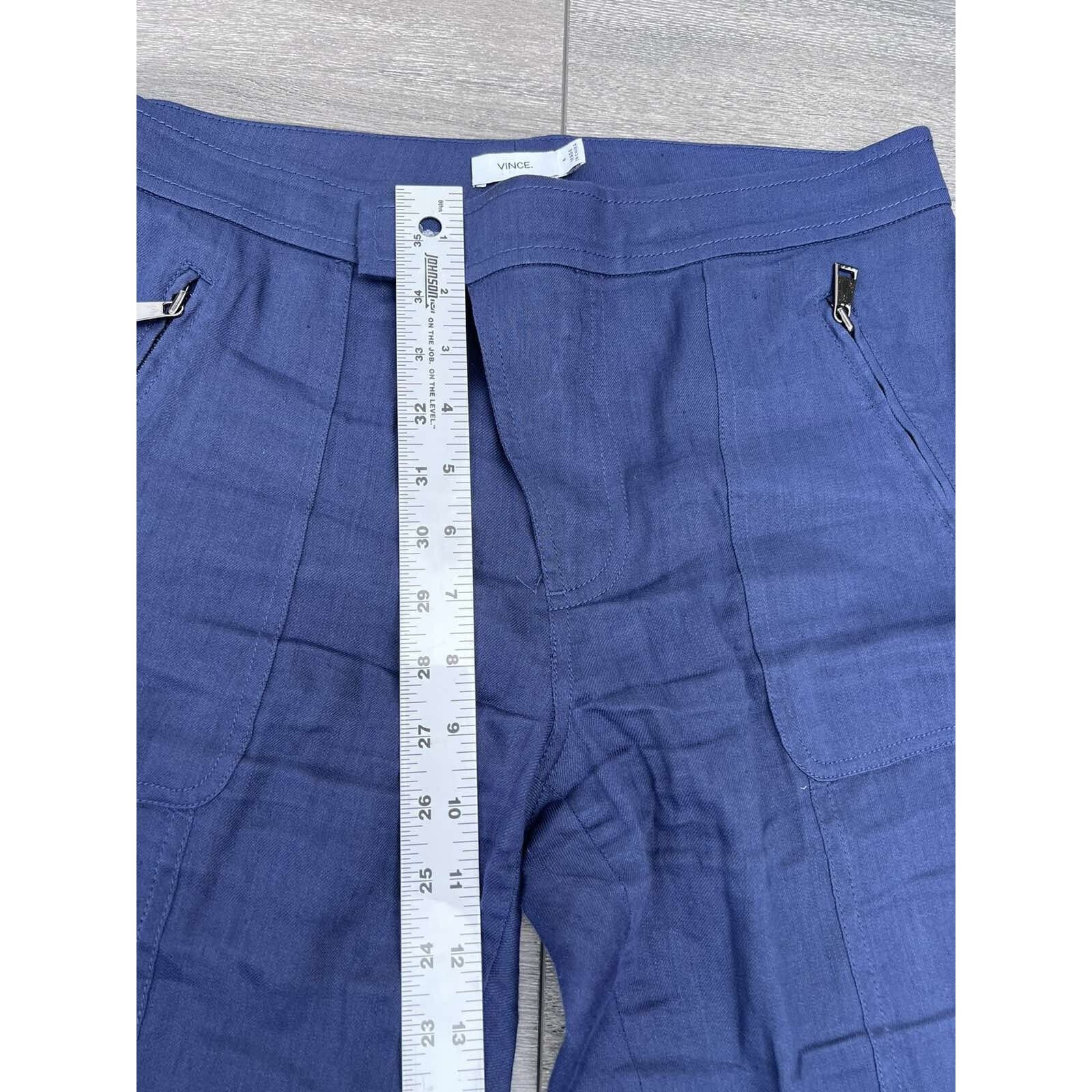 Vince VINCE Women's classic linen trousers navy Size 6 A000164 Size 28" / US 6 / IT 42 - 8 Thumbnail