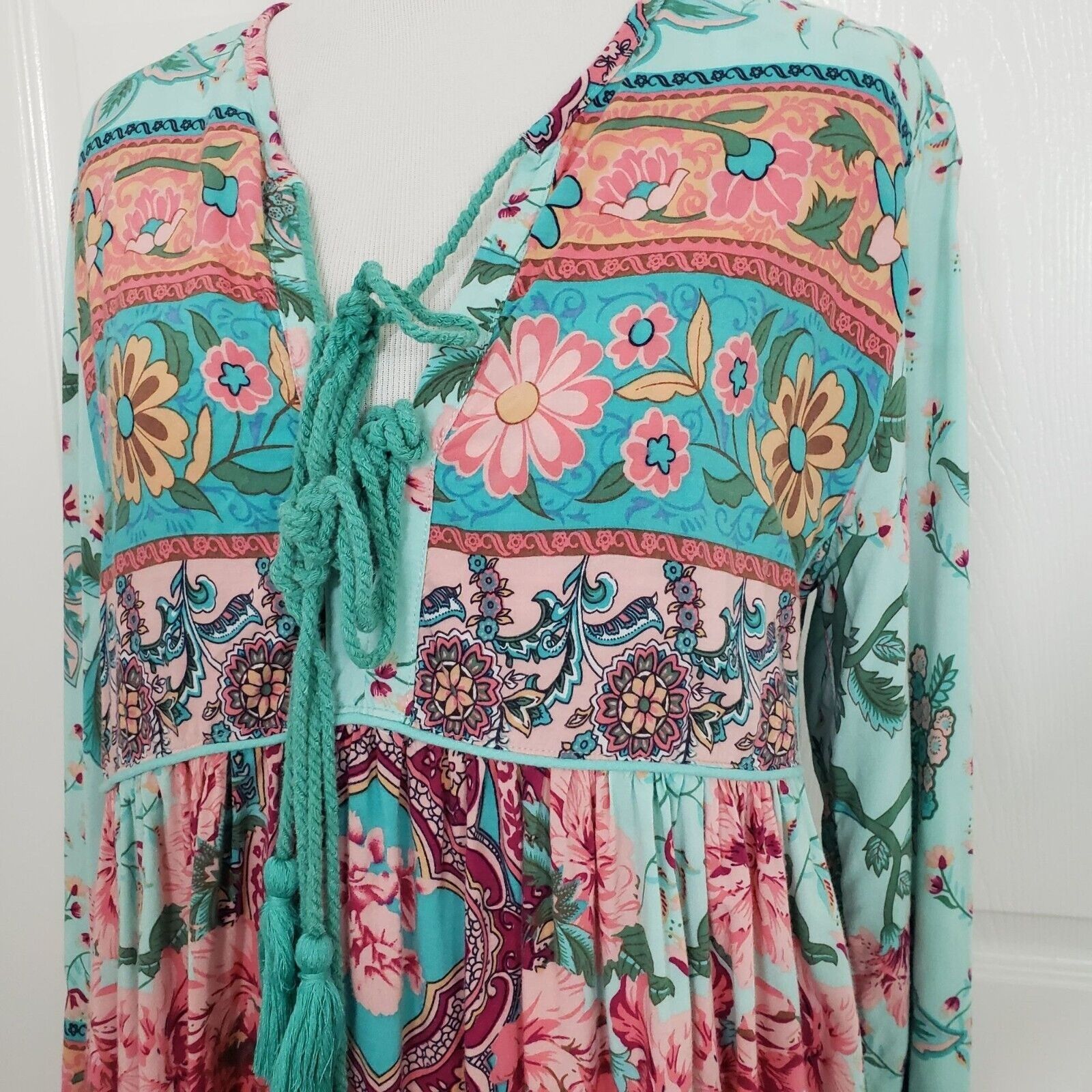 Designer R Vivimos Floral Midi Dress Womens Size Medium Blue Mixed Pr Size M / US 6-8 / IT 42-44 - 3 Thumbnail