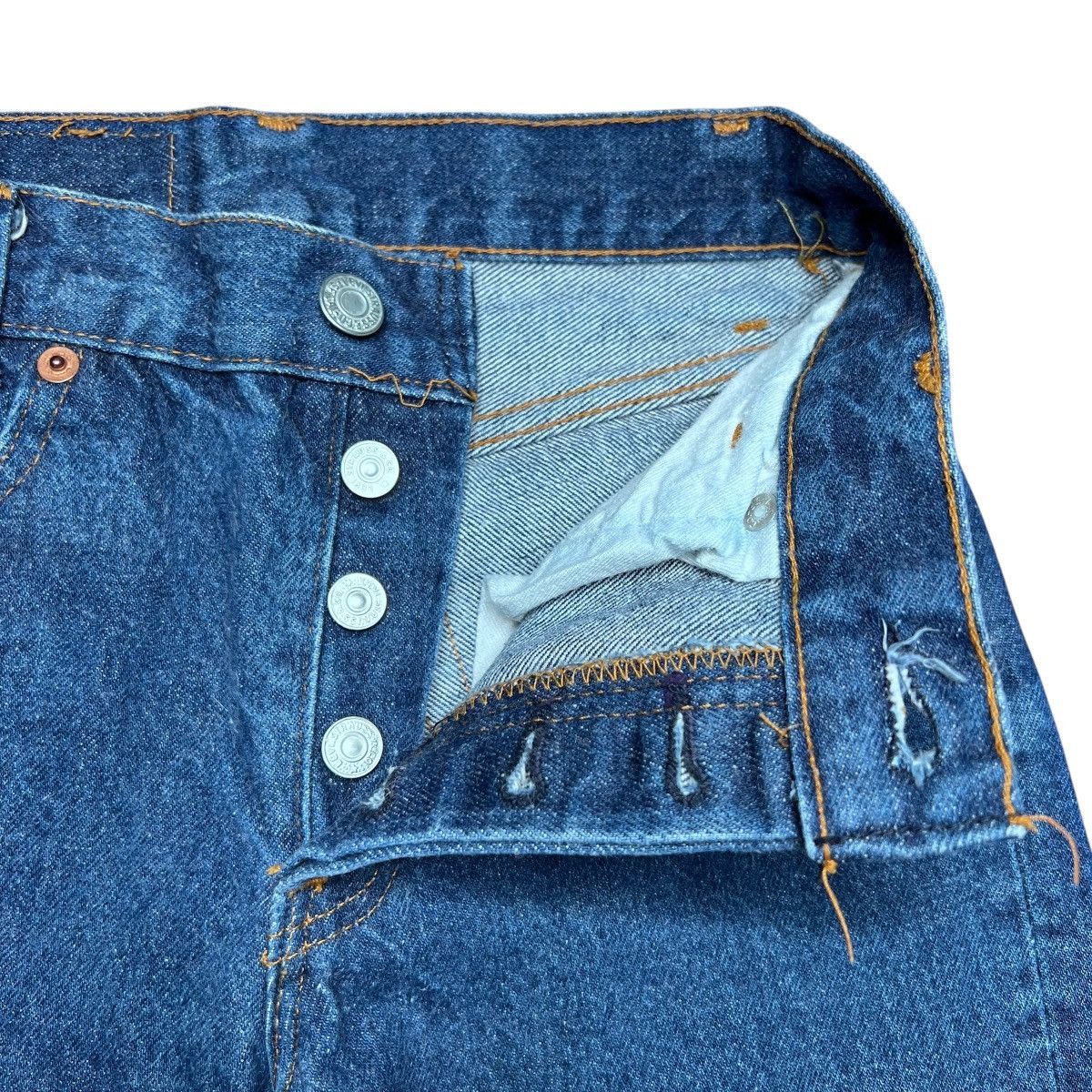 Levi's Vtg 1980s Levi’s 701 Button Fly Student USA Blue Denim Pants Size 24" / US 00 / IT 34 - 3 Thumbnail