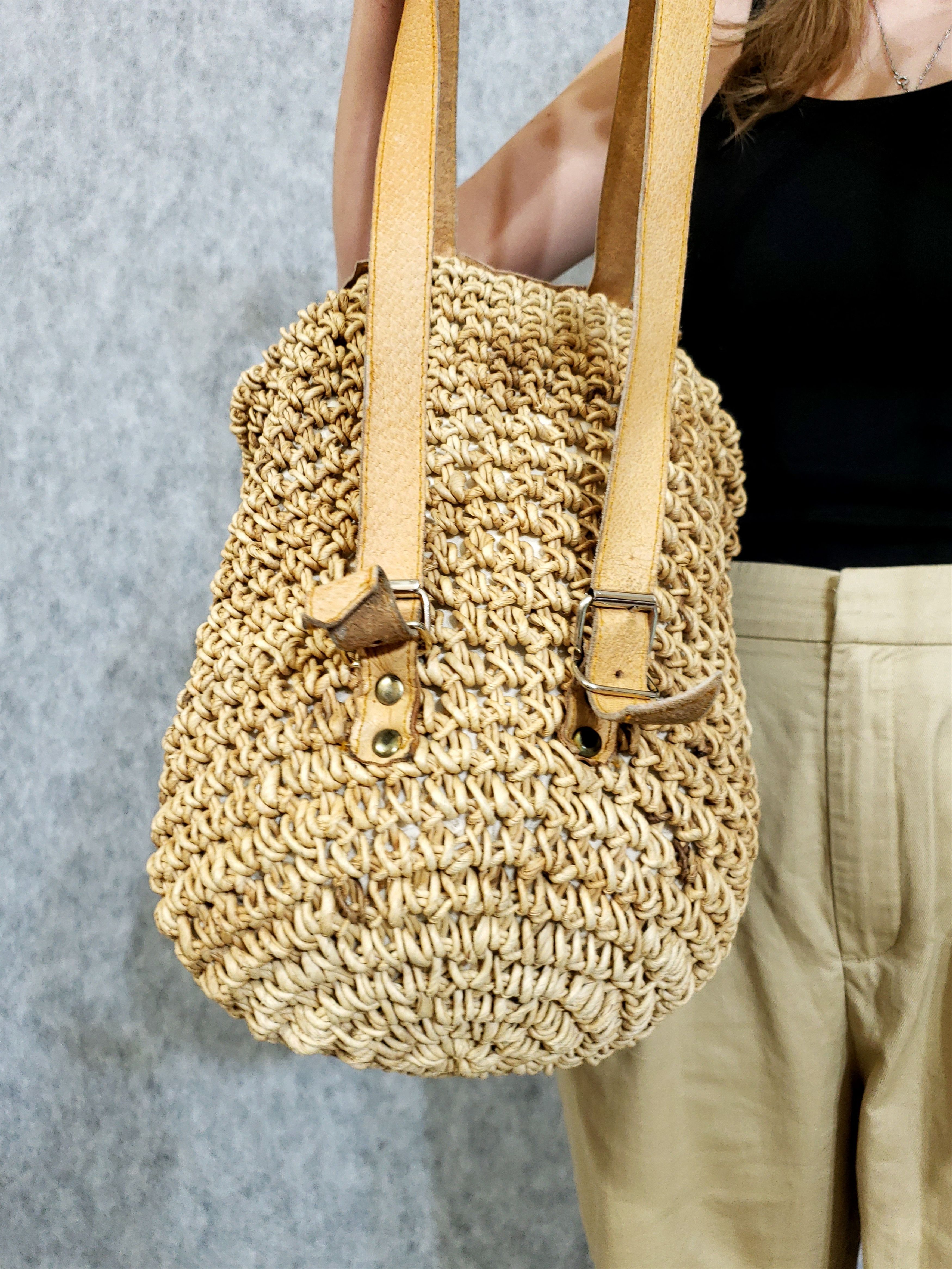 Handmade × Vintage Crown Vintage Wicker Backpack Design Purse Leather Strap Size ONE SIZE - 5 Thumbnail