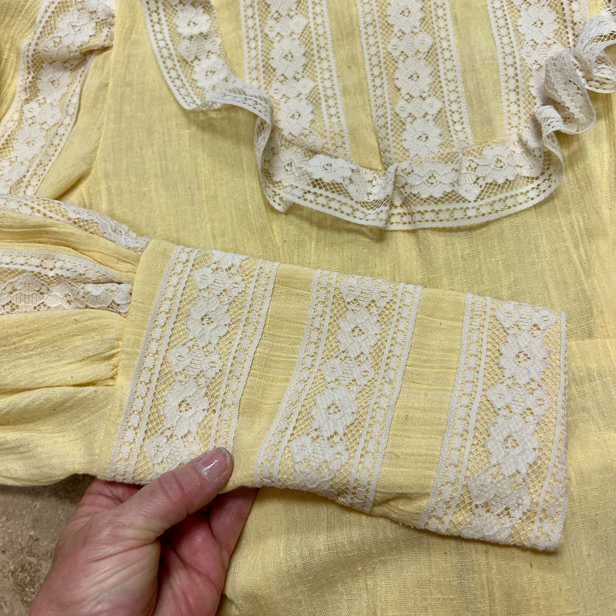 Handmade 70's Gunne Sax Style Prairie FLORAL LACE Wedding Maxi Dress Size S / US 4 / IT 40 - 16 Thumbnail