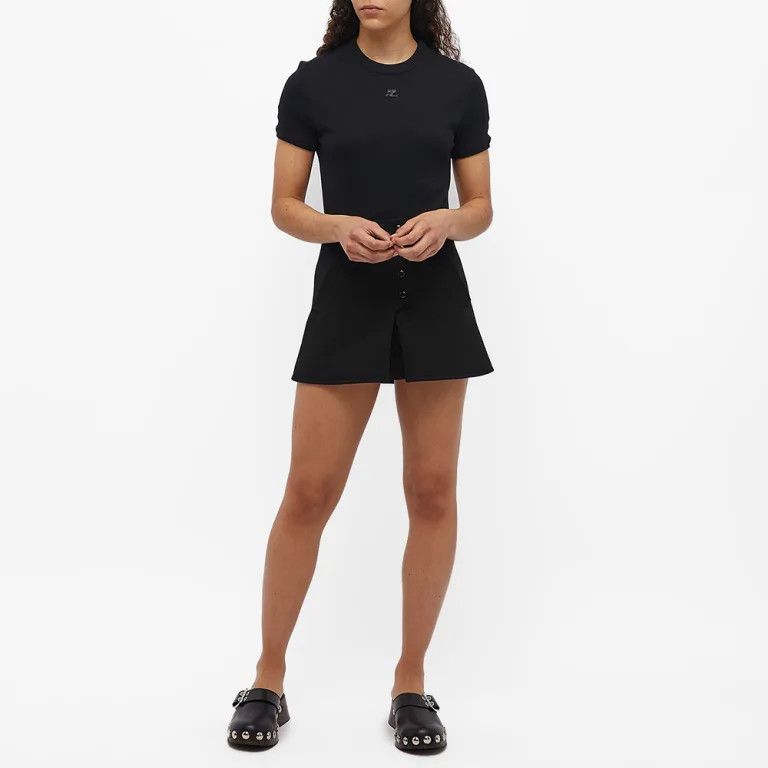 Courreges o1mle0524 Crepe Wave Skirt in Black Size 25" / US 0 / IT 36 - 4 Thumbnail