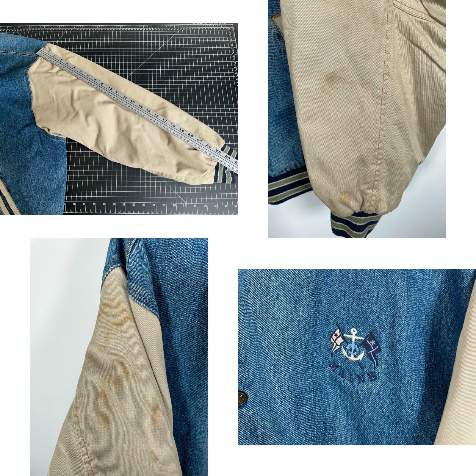 Vintage VINTAGE Gear for Sports Denim Bomber Jacket Men XL Blue Beige Maine Embroidery Size US XL / EU 56 / 4 - 8 Thumbnail