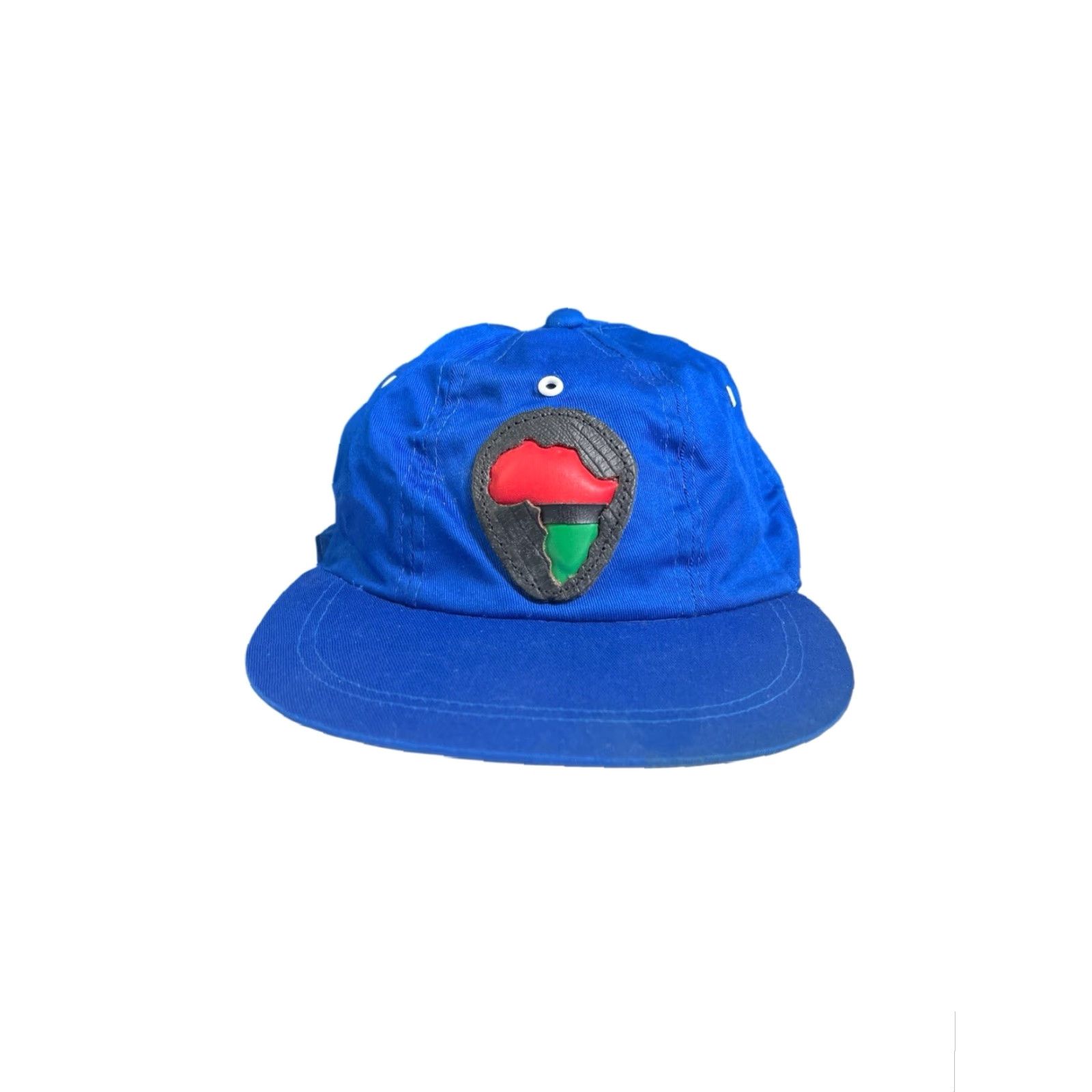 Vintage VINTAGE Africa Leather Patch Soft Body Hat Cap Adult OSFA Blue 90s Deadstock NWOT Leather Patch Cap Mens Size ONE SIZE - 2 Thumbnail