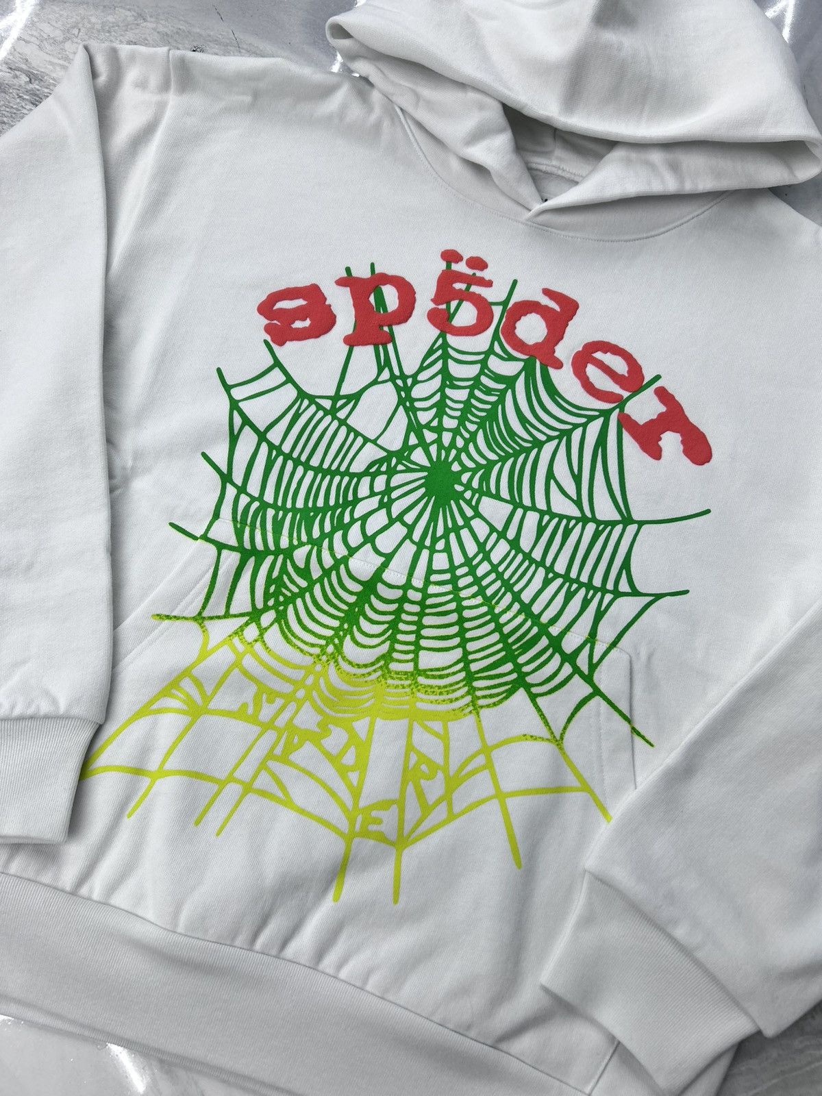 Sp5der Sp5der OG Web V2 Gradient Hoodie White Orange Green Size M Size US M / EU 48-50 / 2 - 4 Thumbnail