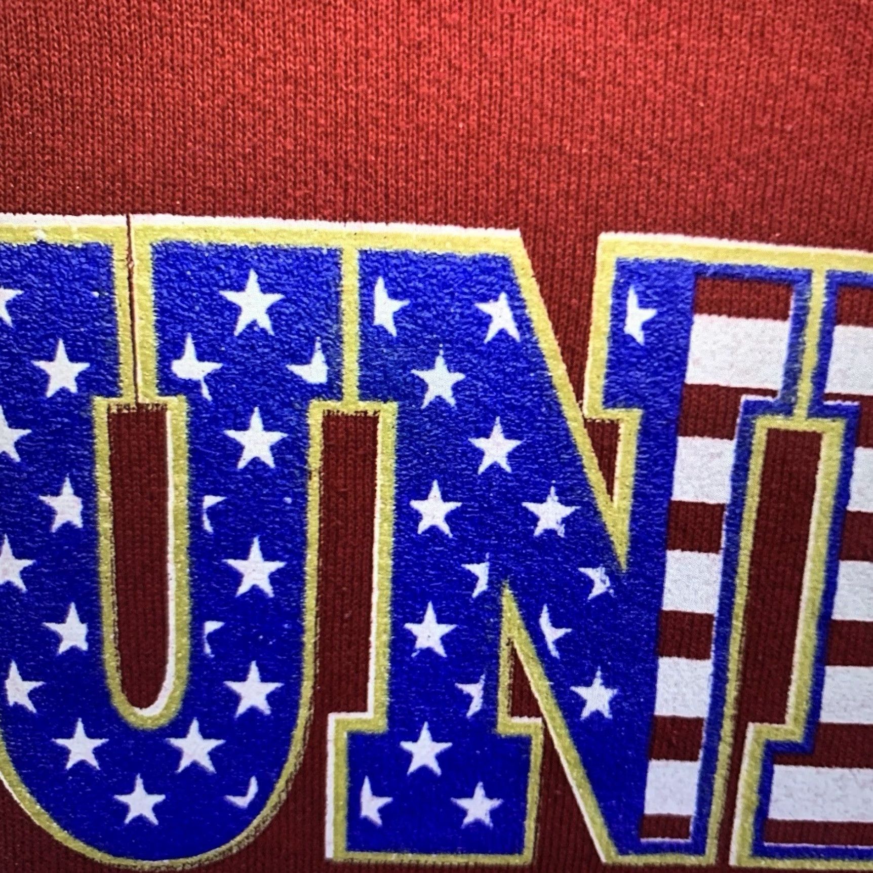 Vintage VINTAGE Franklin Adult Large Sweatshirt Pullover 90s Patriotic USA Graphic Print Red Fleece Size US L / EU 52-54 / 3 - 6 Thumbnail