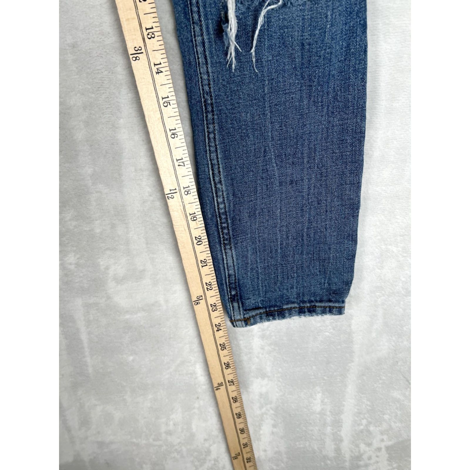 Abercrombie & Fitch Abercrombie & Fitch Skinny High Rise Jeans Womens 25 0S Short Blue Distressed Size 42" / US 20 - 4 Thumbnail
