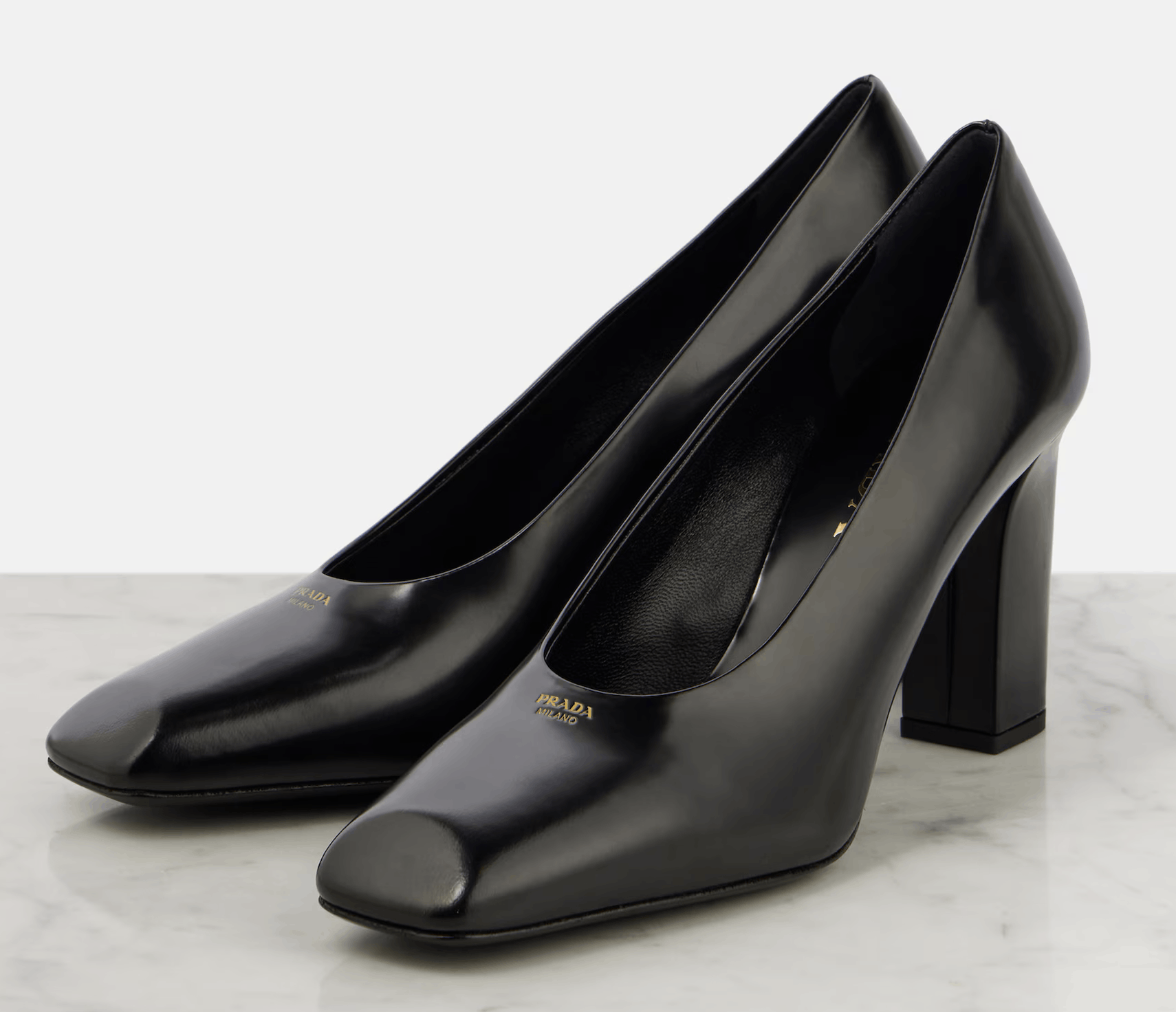 Prada Prada 85mm Brushed Logo Show Classic Block Heel Pump 38.5 Size US 8.5 / IT 38.5 - 12 Thumbnail