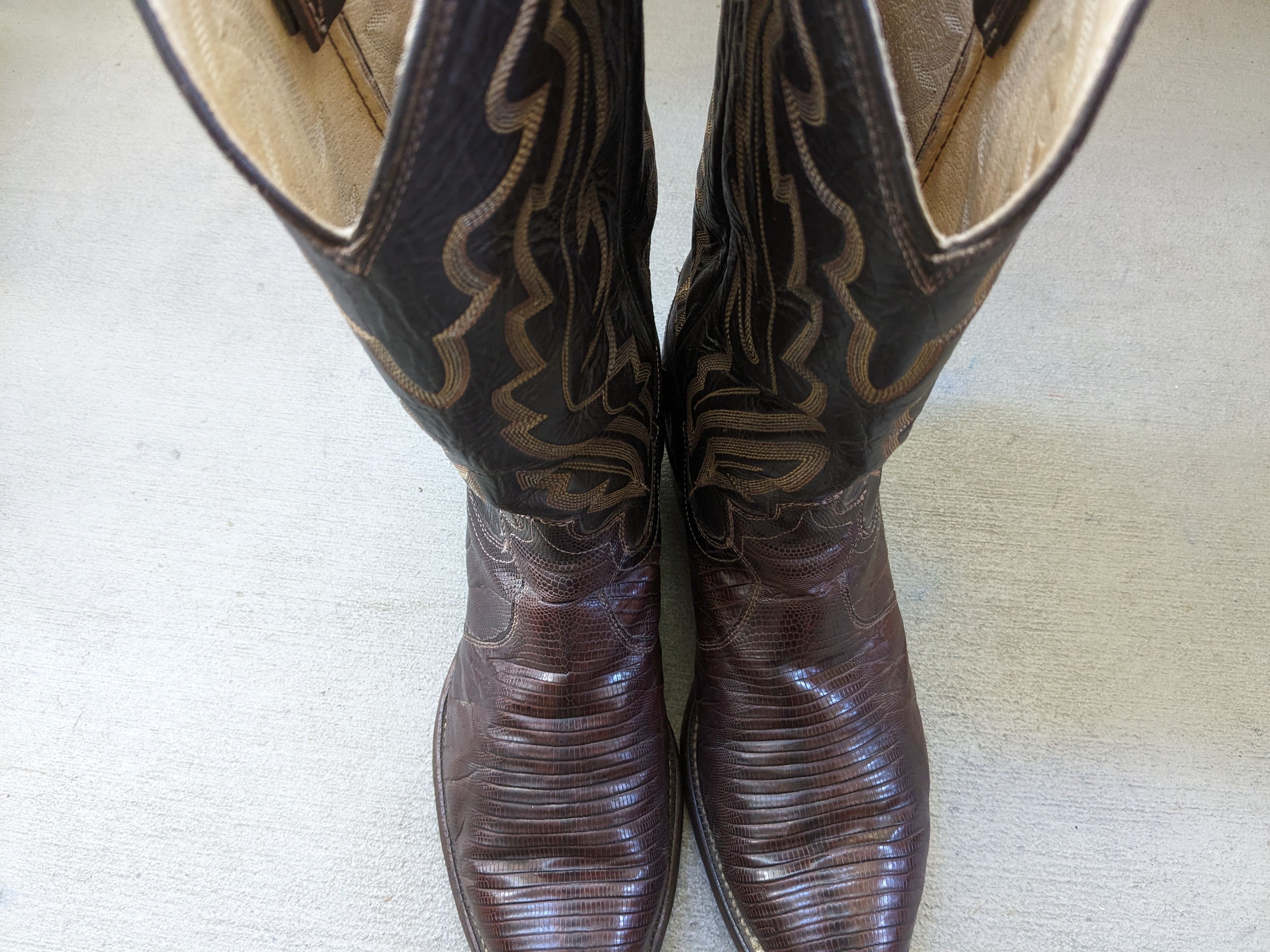 Vintage Justin Lizard Cowboy Boots Brown 9 D Leather USA Size US 9 / EU 42 - 4 Thumbnail