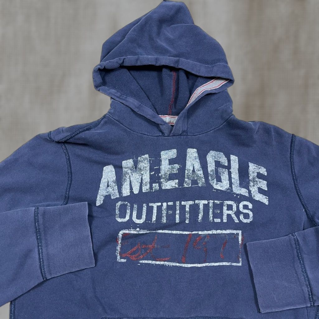 American Eagle Outfitters VINTAGE American Eagle Outfitters Hoodie Men L Blue Sweatshirt AE77 Spellout Hoodie Embroidered Logo Size US L / EU 52-54 / 3 - 1 Thumbnail