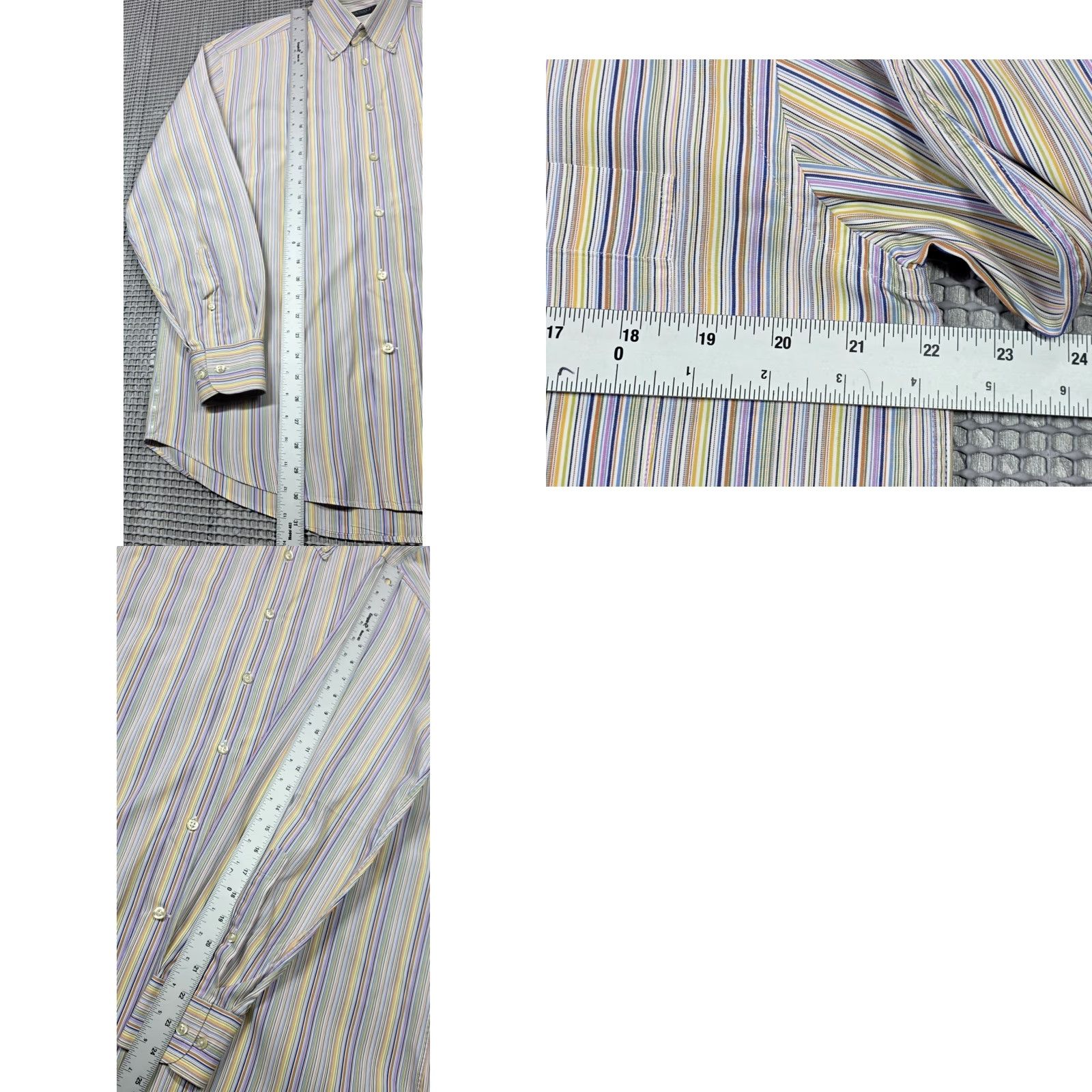 Canali Canali Mens Button Up Multicolor Stripe Dress Shirt Sz M Long Sleeve Italy Made Size 40R - 9 Thumbnail
