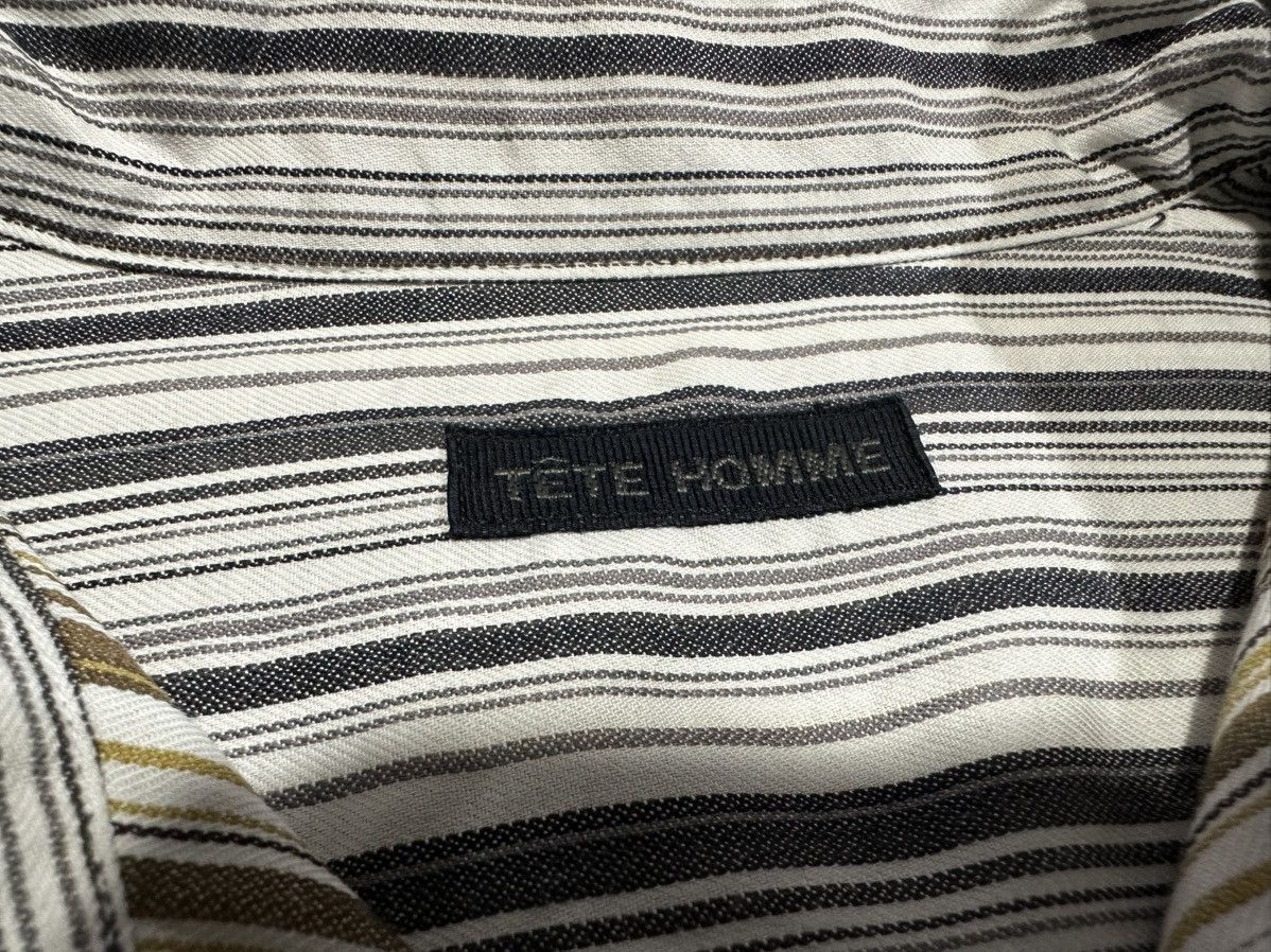Issey Miyake × Japanese Brand × Tete Homme 🔥Vintage Tete Homme By Issey Miyake Striped Shirt Size US M / EU 48-50 / 2 - 10 Thumbnail