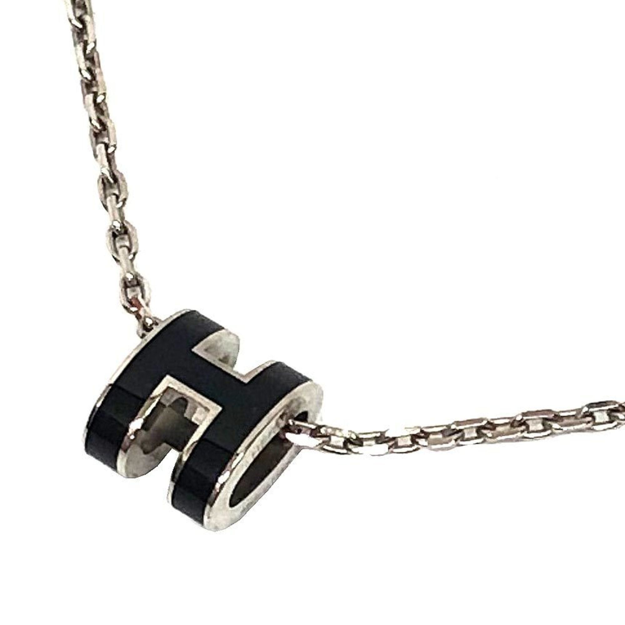 Hermes Hermes Hermès H-shaped chain necklace, Mini Pop H, Ash, silver and black, for women Size ONE SIZE - 1 Thumbnail