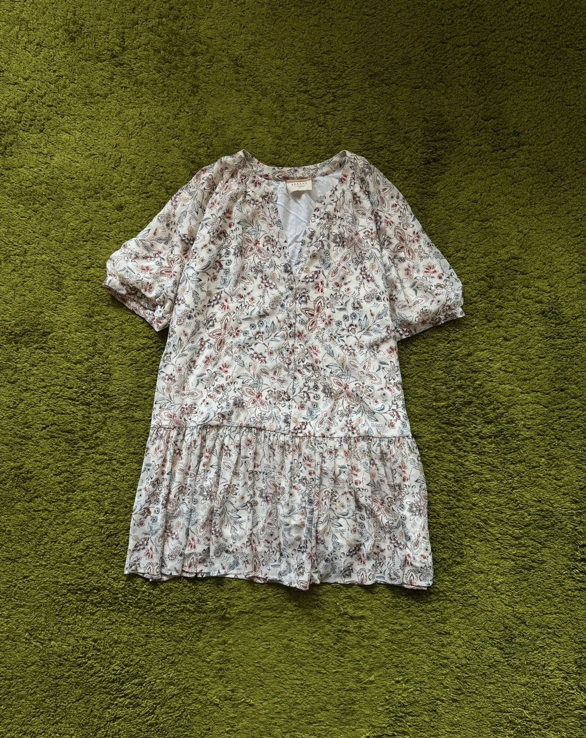 Designer × Sezane Sezane Paris oldmoney style floral pattern mini dress Size L / US 10 / IT 46 - 1 Thumbnail