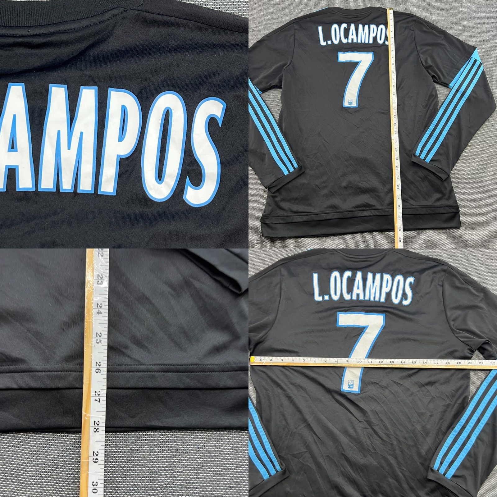 Adidas adidas Olympique Marselle 2015 2016 Away Lucas Ocampos Football Jersey Mens T-Shirt M Black Sport Jersey Mens Adidas Size US M / EU 48-50 / 2 - 9 Thumbnail