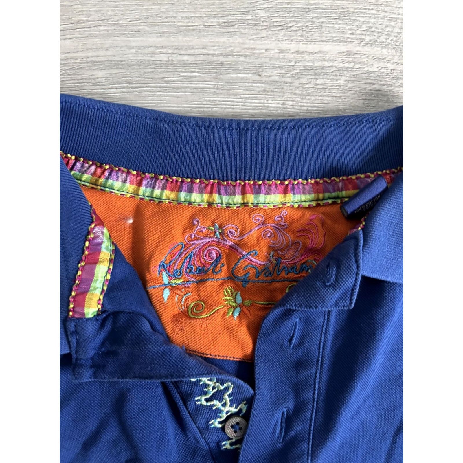 Robert Graham Robert Graham Polo Shirt Mens Big 2X Blue Knit Casual Golf Contrast Collar Size US XXL / EU 58 / 5 - 2 Thumbnail