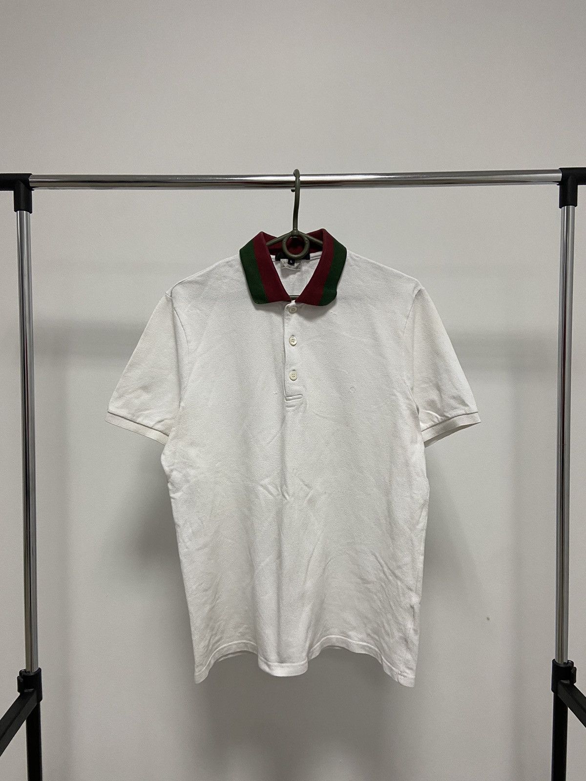 Pre-owned Gucci Luxury Web T Shirt Polo Vintage Y2k Small Logo Italy In White