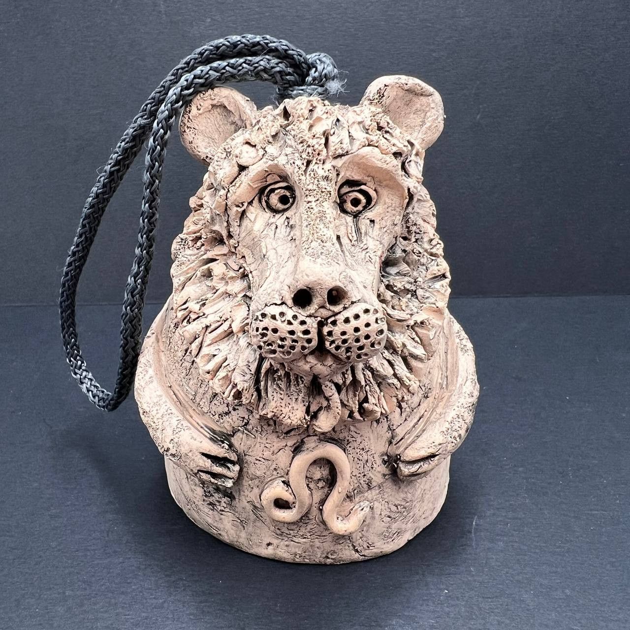 Handmade Ceramic Statue Lion Bell Leo Zodiac Sign Pottery