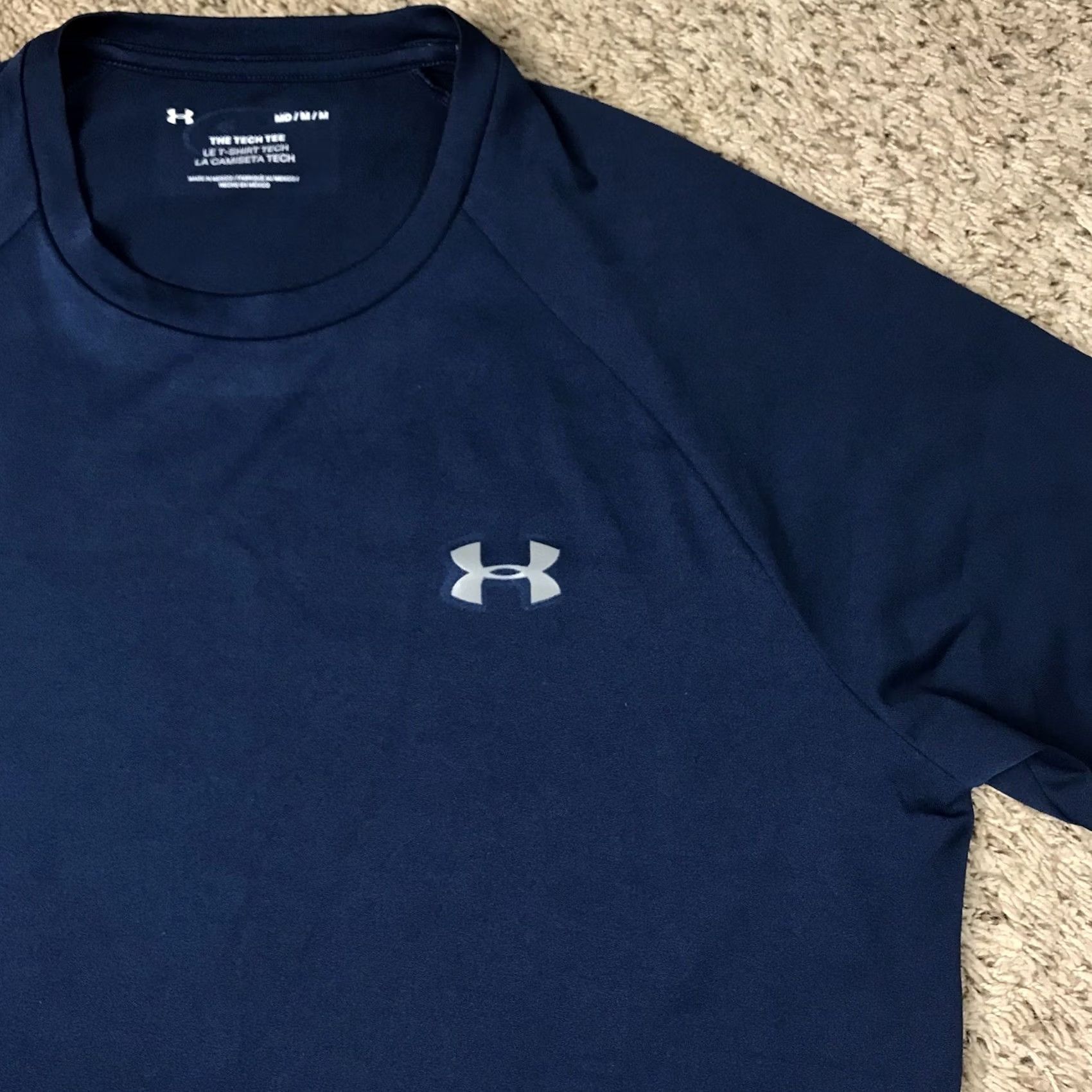 Under Armour Under Armour The Tech Tee Activewear T-Shirt Mens Medium Breathable Lightweight Stretch Blue Logo Short Sleeve Crew Neck Tee Size US M / EU 48-50 / 2 - 4 Thumbnail