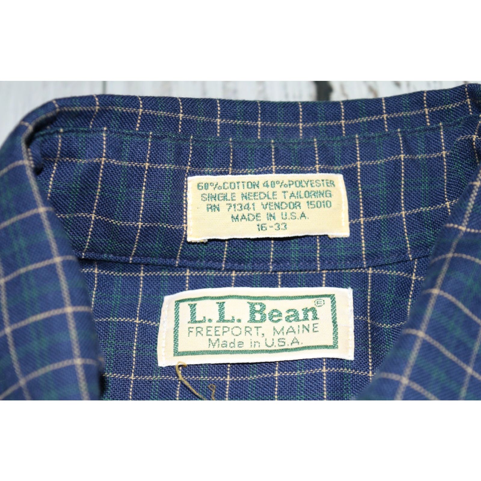Vintage Vintage LL Bean Men's Plaid Shirt Navy Blue 90s Button-Front Casual L Size US L / EU 52-54 / 3 - 5 Thumbnail