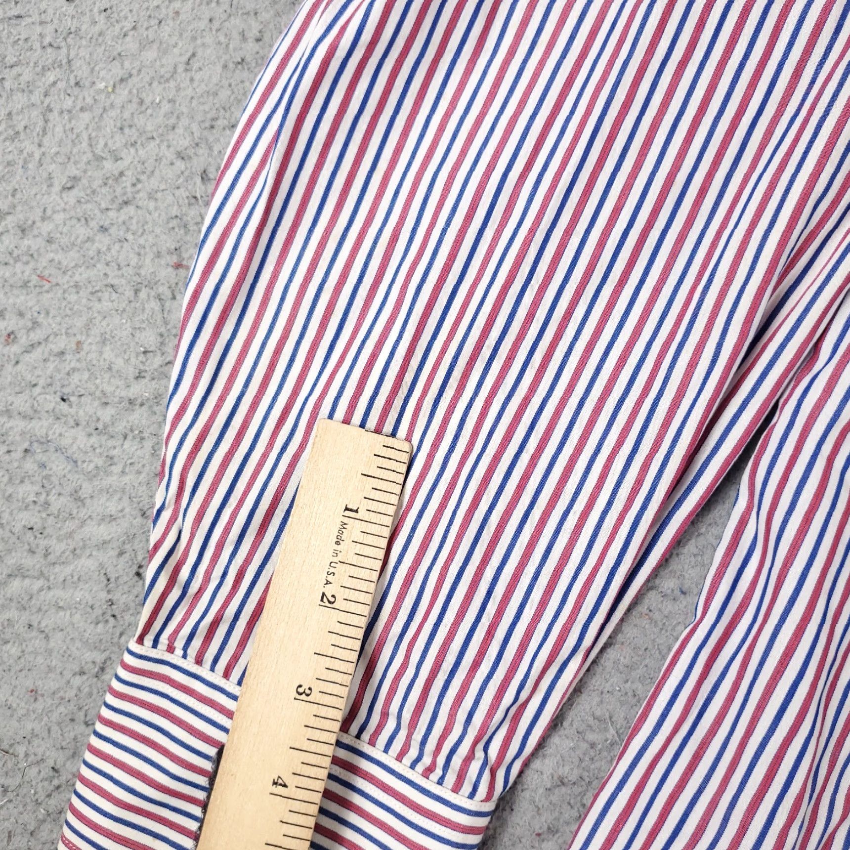Tommy Hilfiger Tommy Hilfiger Shirt Mens 17 Red Striped Dress Button Down Long Sleeve Classic Modern Preppy Workwear 100% Cotton Size 46R - 6 Thumbnail