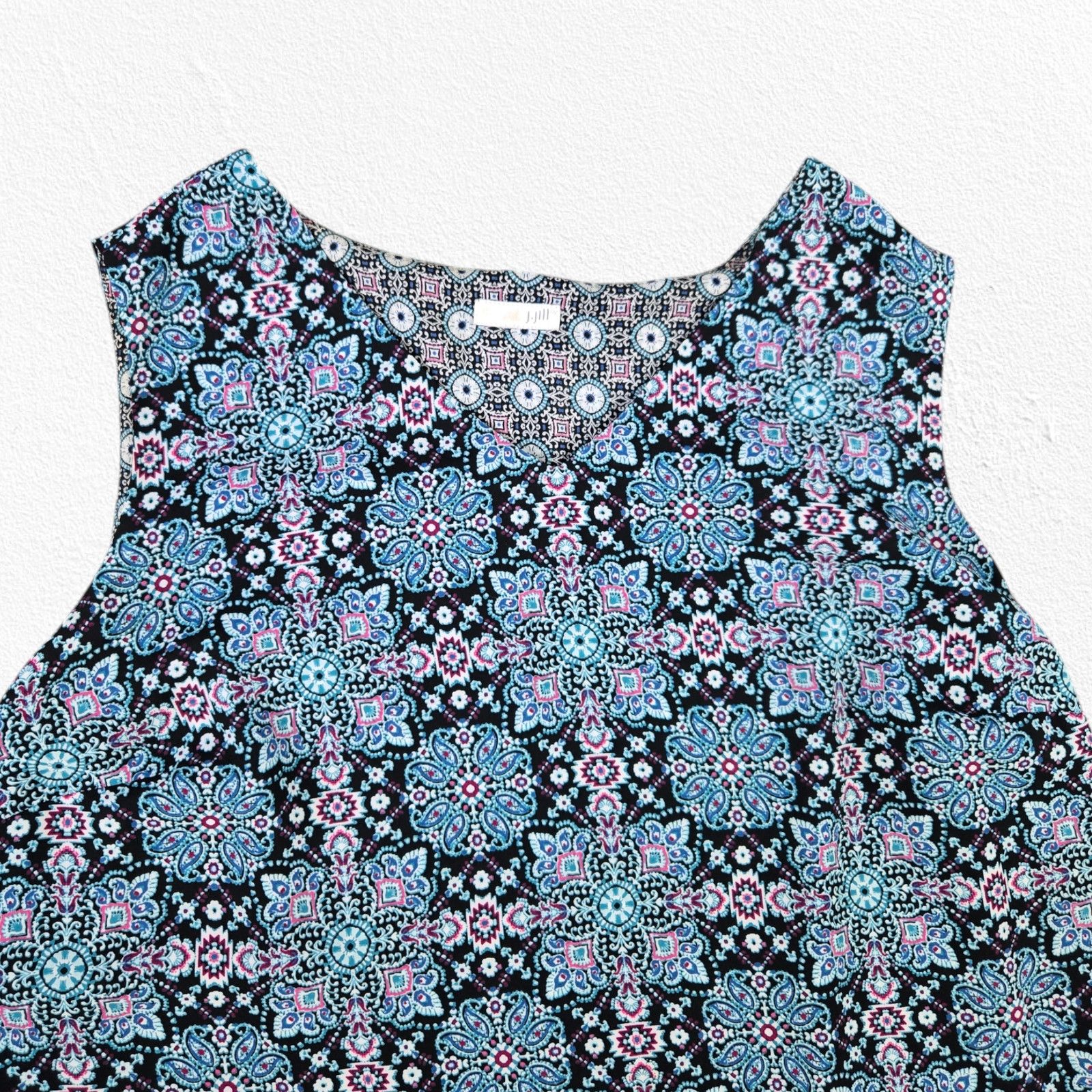 Other Blue Black Geometric Sleeveless V Neck Blouse Size XL Size XL / US 12-14 / IT 48-50 - 3 Thumbnail